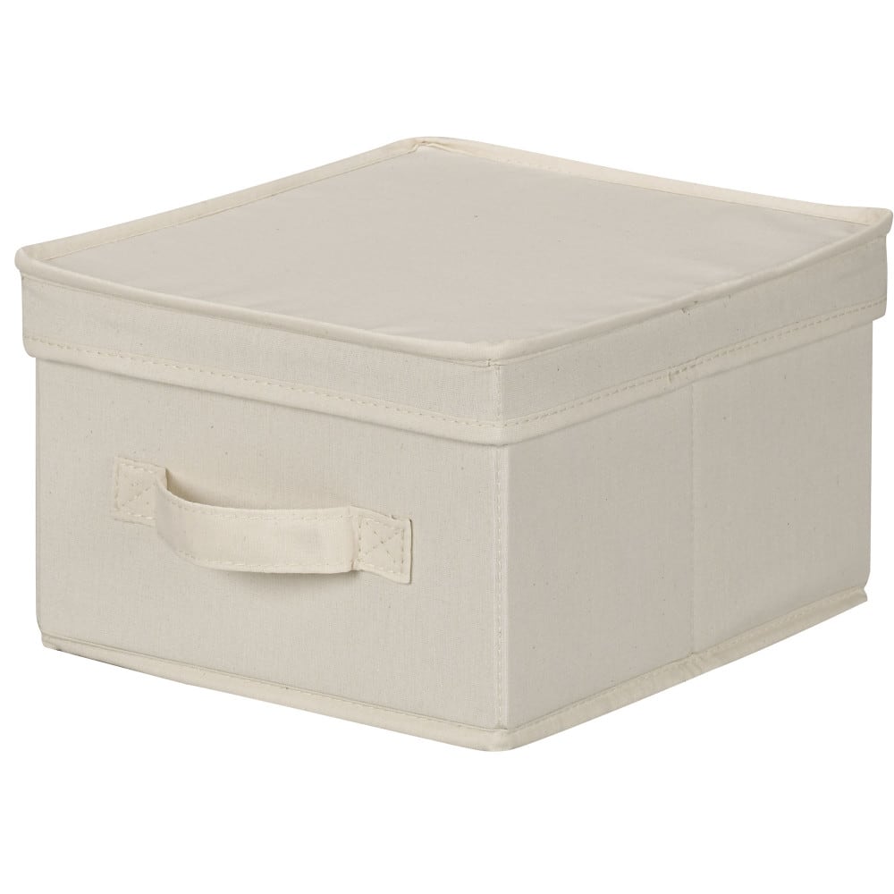 Household Essentials Medium Natural Canvas Storage Bin with Lid