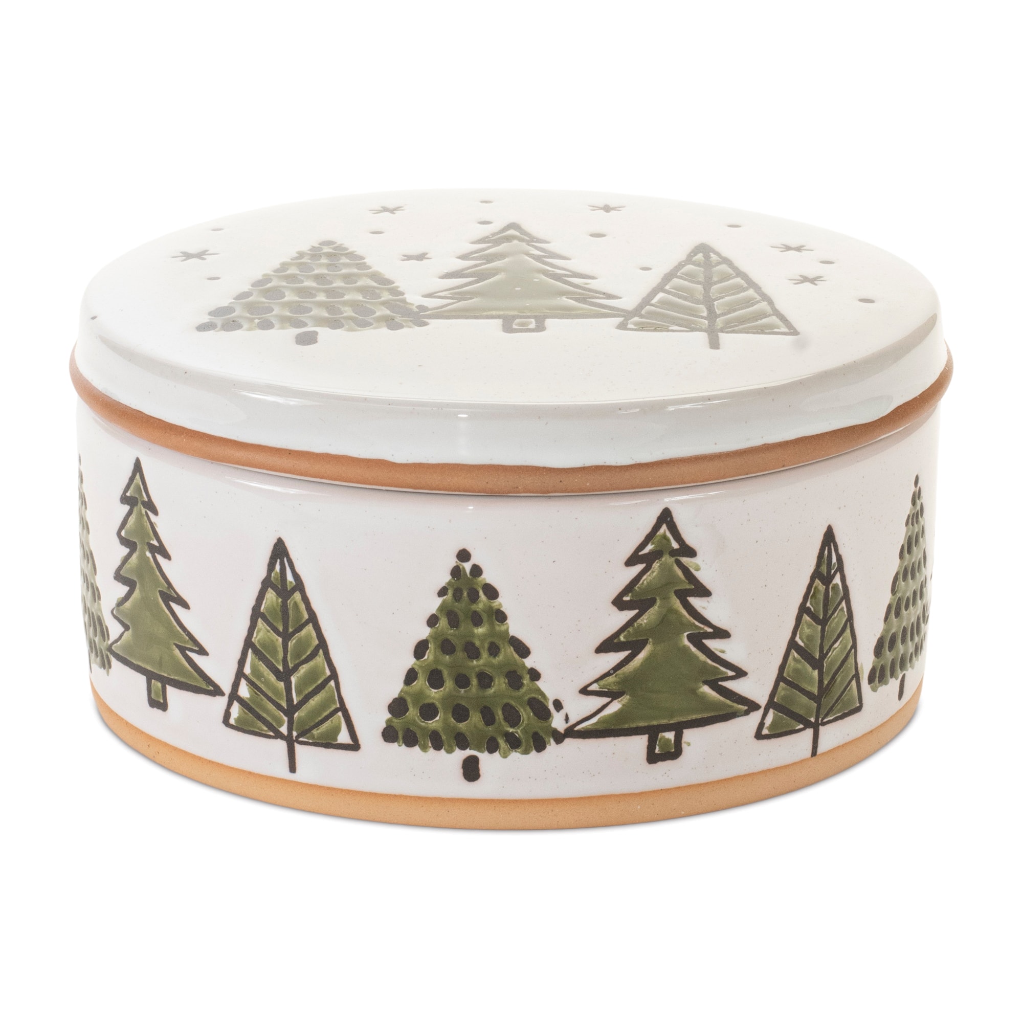 7.75&#x22; Ceramic Pine Tree Canister with Lid