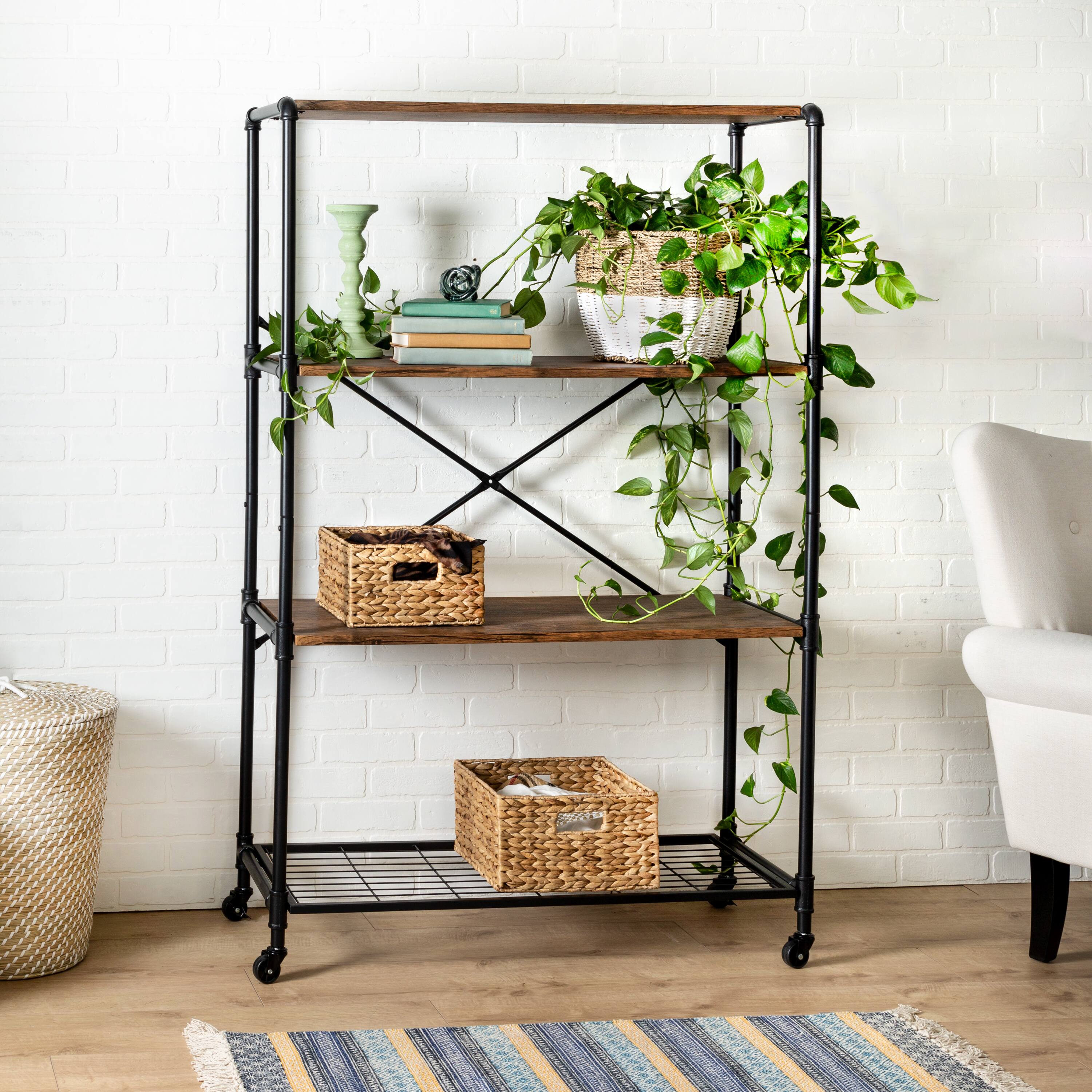 Honey Can Do 4-Tier Industrial Rolling Bookshelf