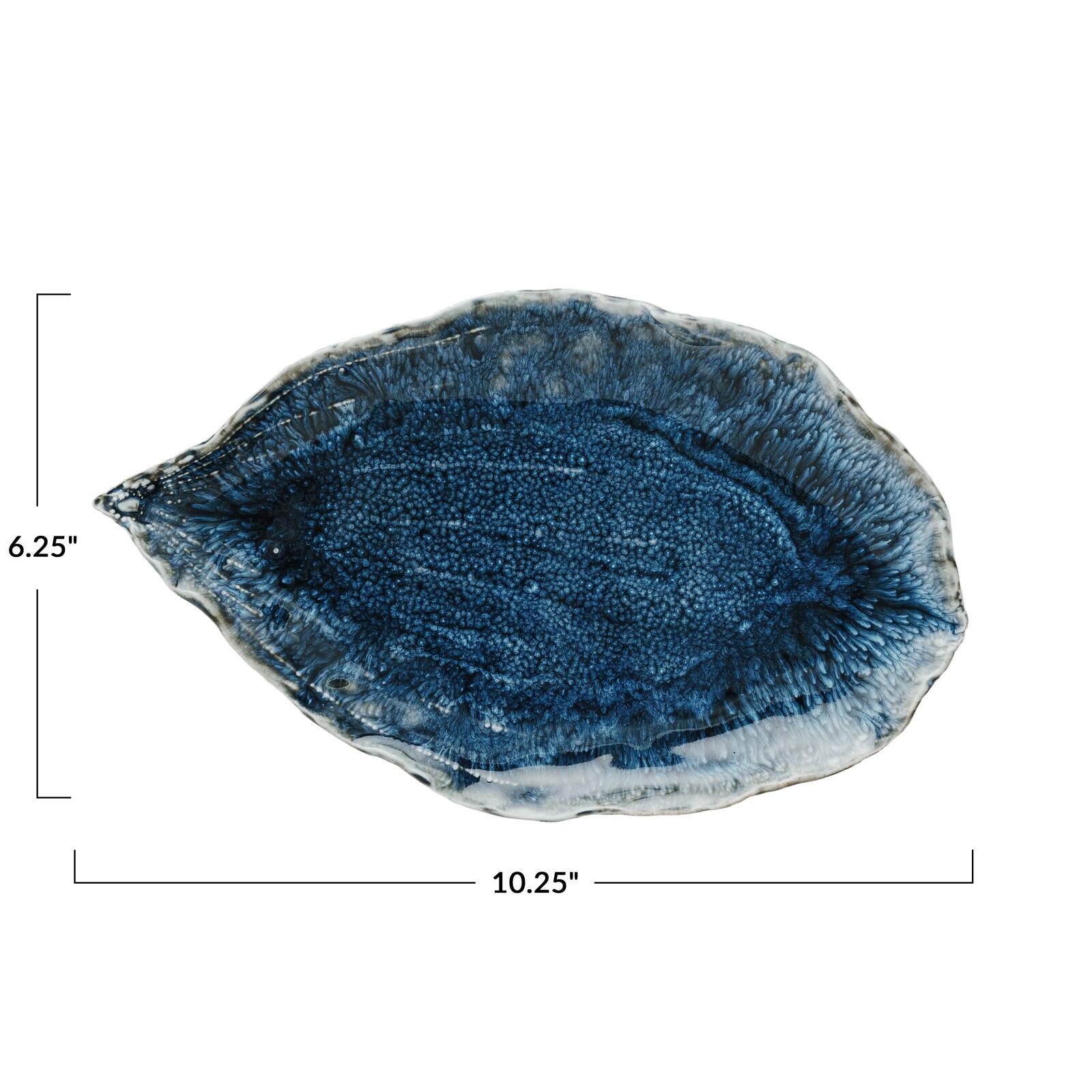 Hello Honey® 10" Blue Azure Leaf Stoneware Plate