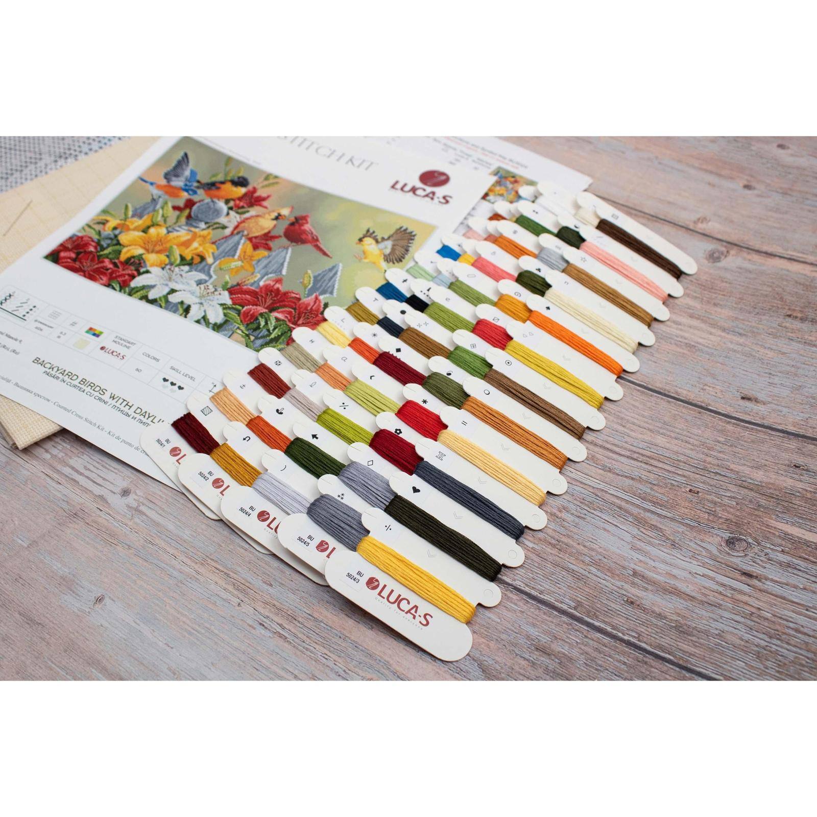 Luca-S Backyard Birds with Daylilies Counted Cross-Stitch Kit