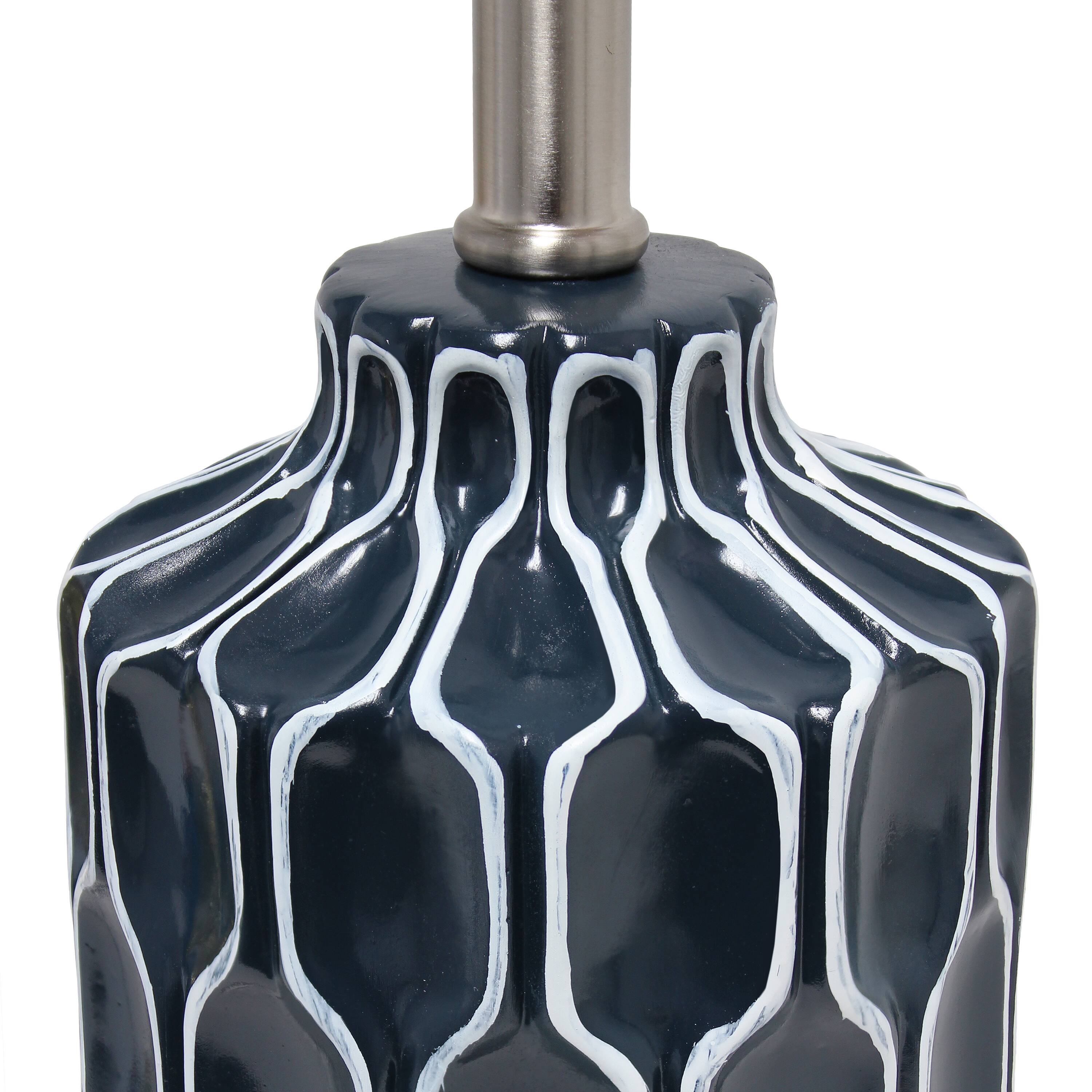 Lalia Home 22&#x22; Blue Moroccan Table Lamp with Fabric White Shade