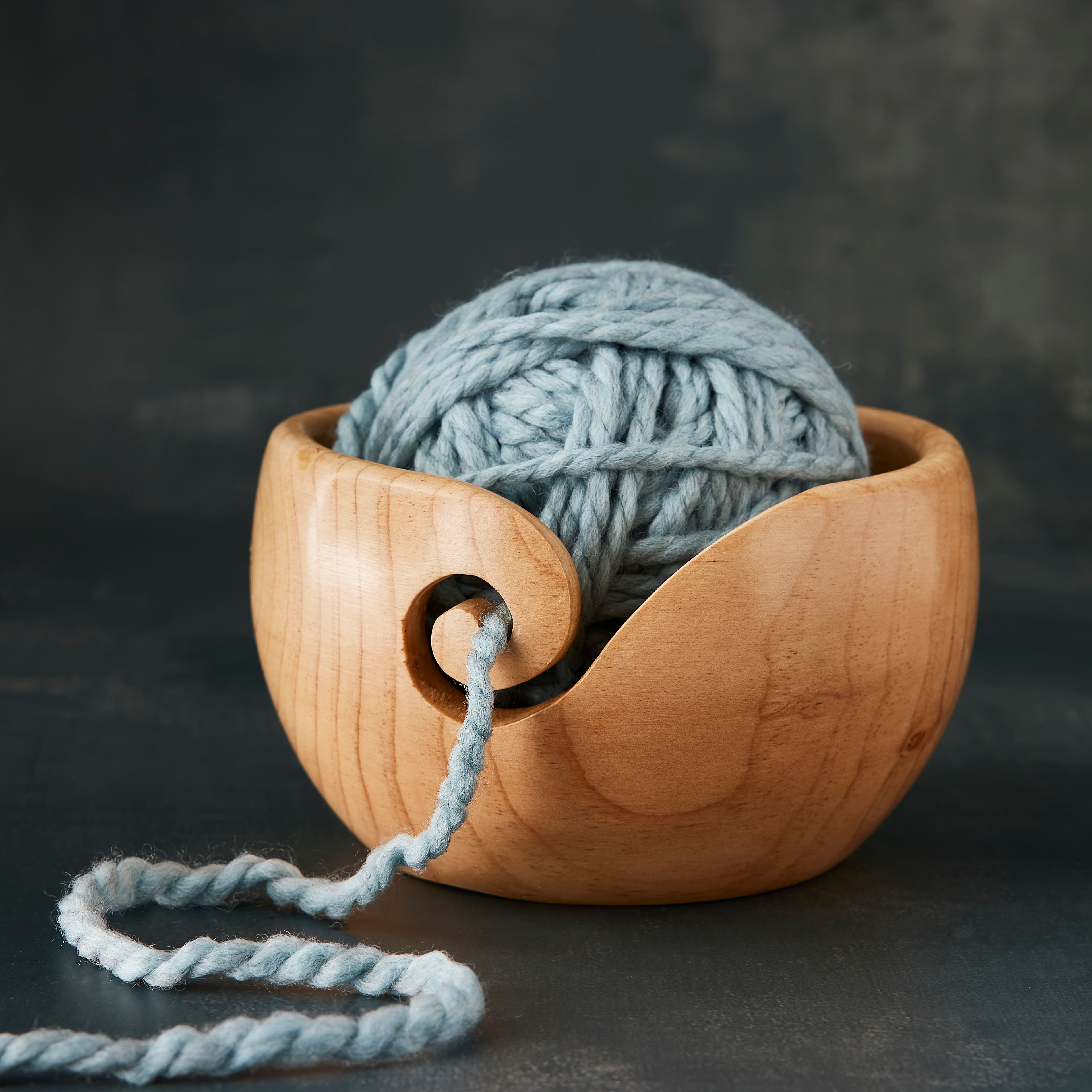 Light & Dark Pinewood Yarn Bowl By Loops & Threads™