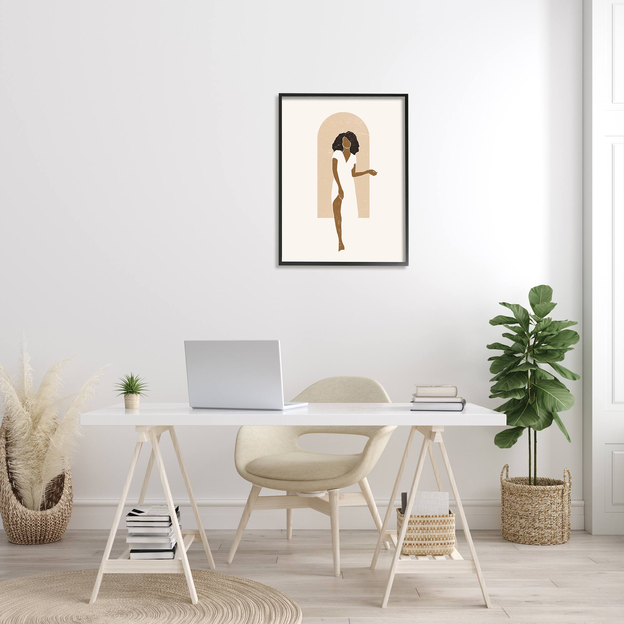 Stupell Industries Abstract Female in Archway Soft Minimal Earth Tones Framed Wall Art