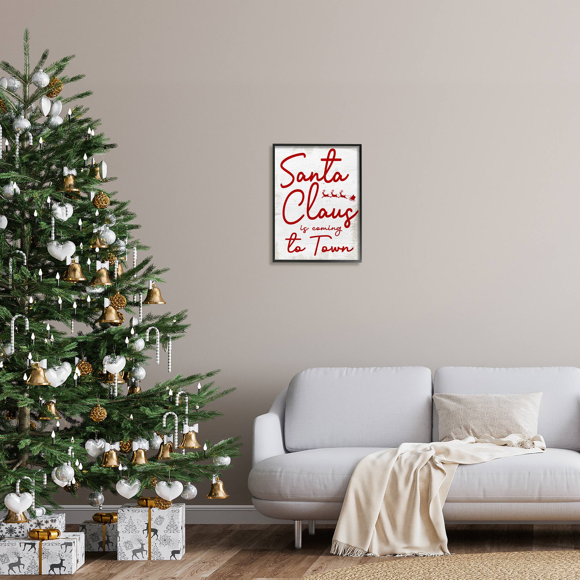 Stupell Industries Santa Claus Coming to Town Phrase Framed Giclee Art