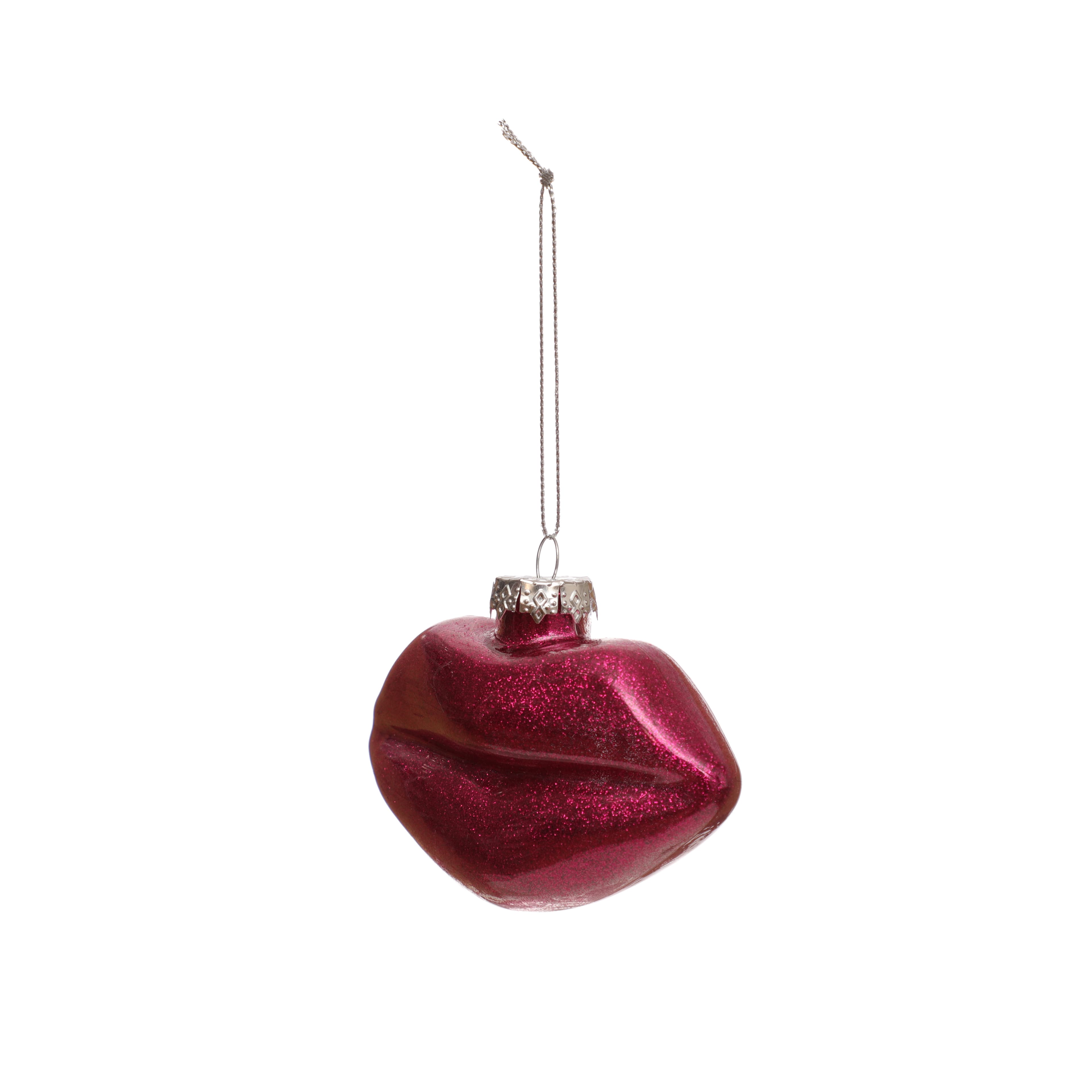 3.5&#x22; Pink Glitter Lips Glass Ornament by Ashland&#xAE;