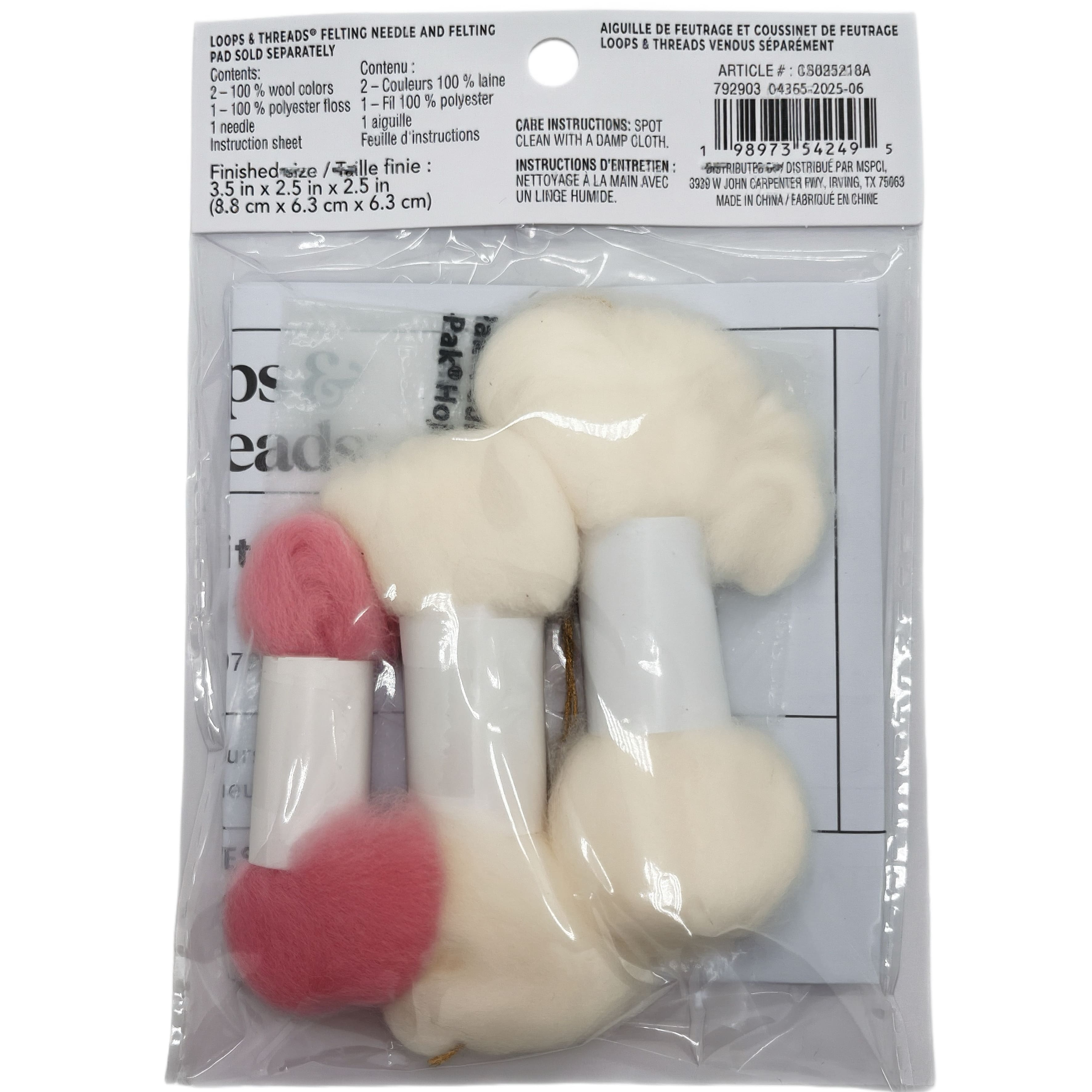 Christmas Pink &#x26; White Ball with Bow Felting Kit by Loops &#x26; Threads&#xAE;