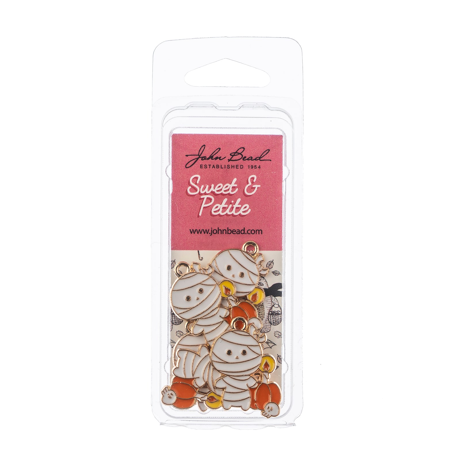 John Bead Sweet &#x26; Petite Halloween Small Mummy with Pumpkin Charms, 6ct.