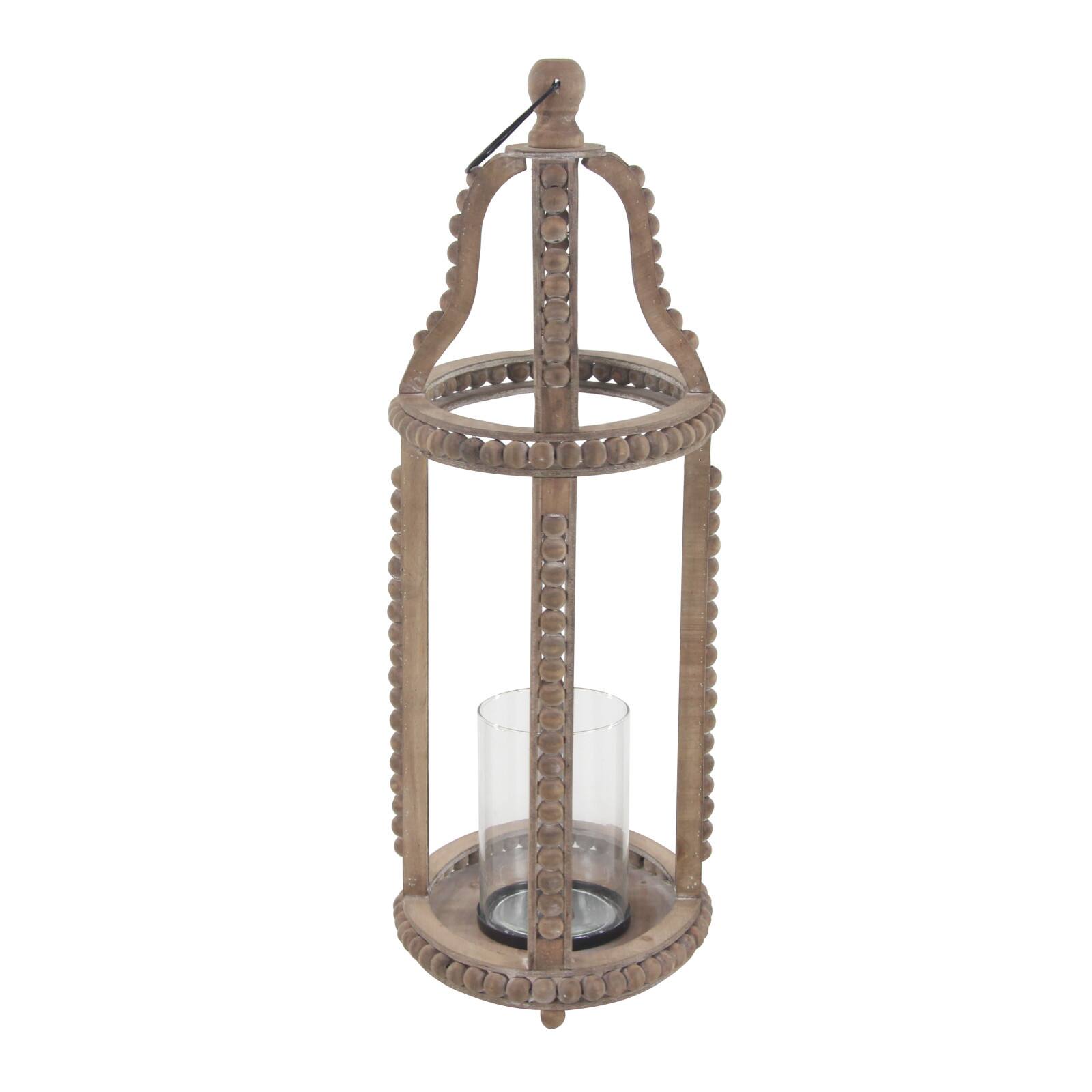 Brown Recycled wood Natural Candle Holder Lantern, 29&#x22; x 13&#x22; x 10&#x22;