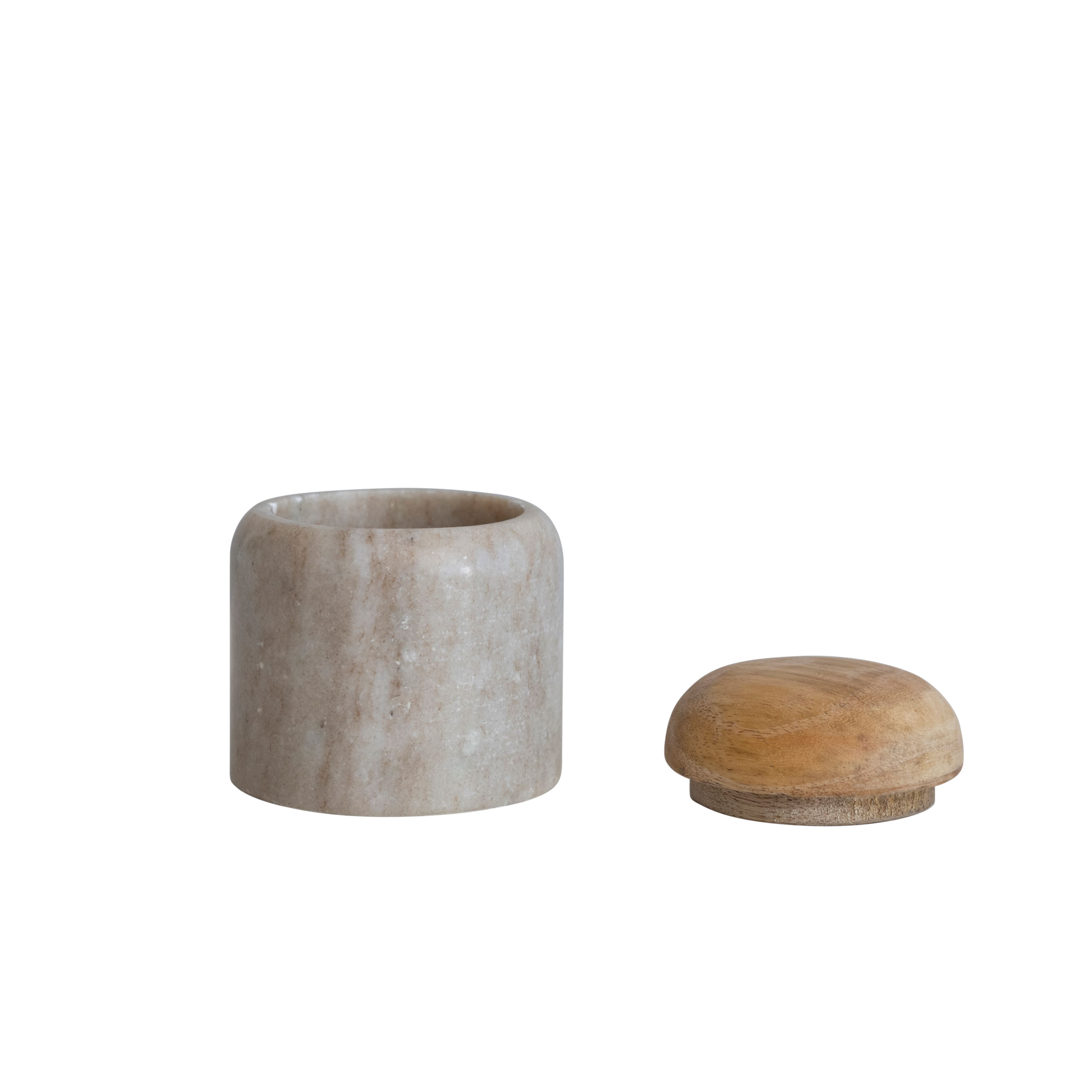 Modern Marble Canister with Wood Lid