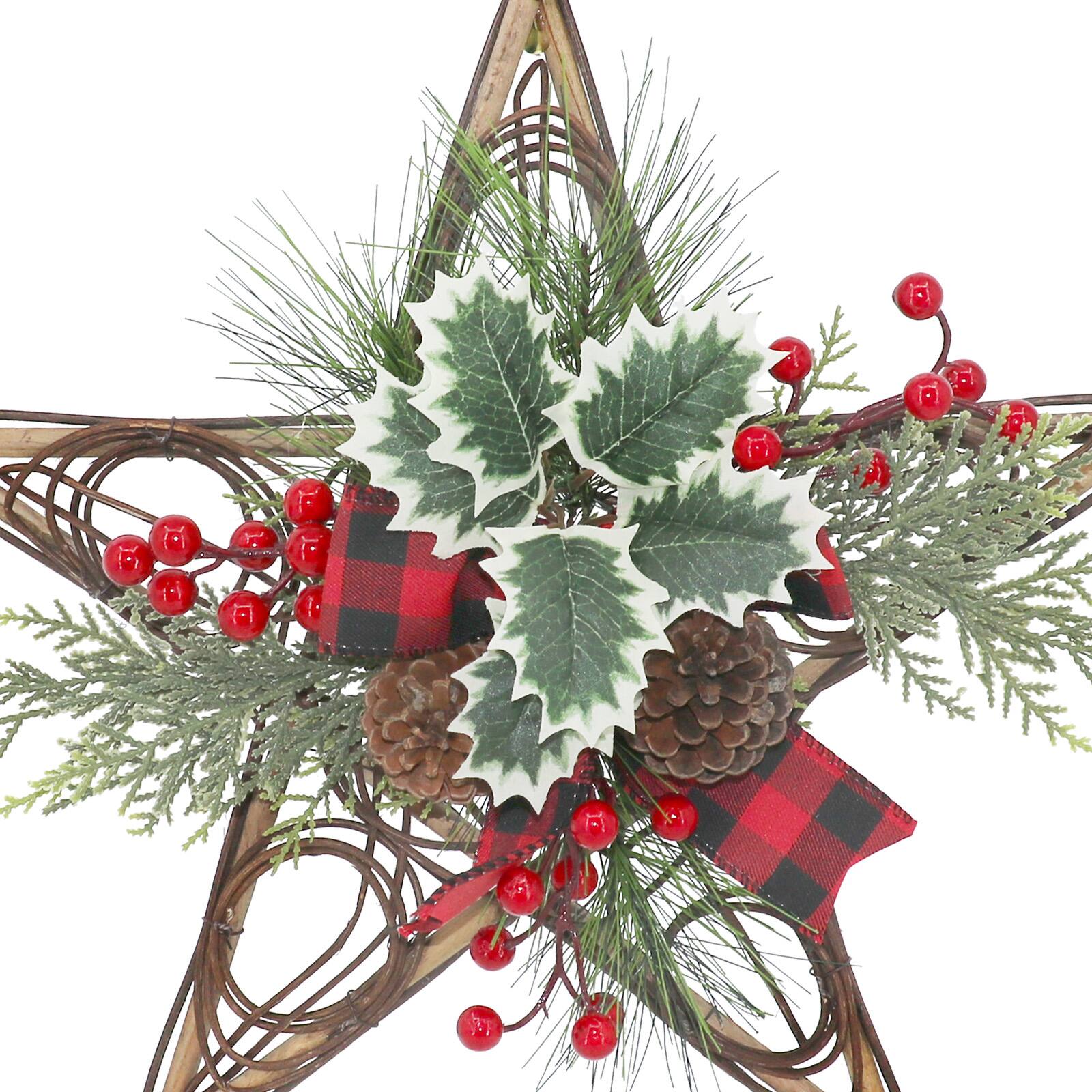15&#x22; Pinecone, Holly &#x26; Red Berry Grapevine Star by Ashland&#xAE;