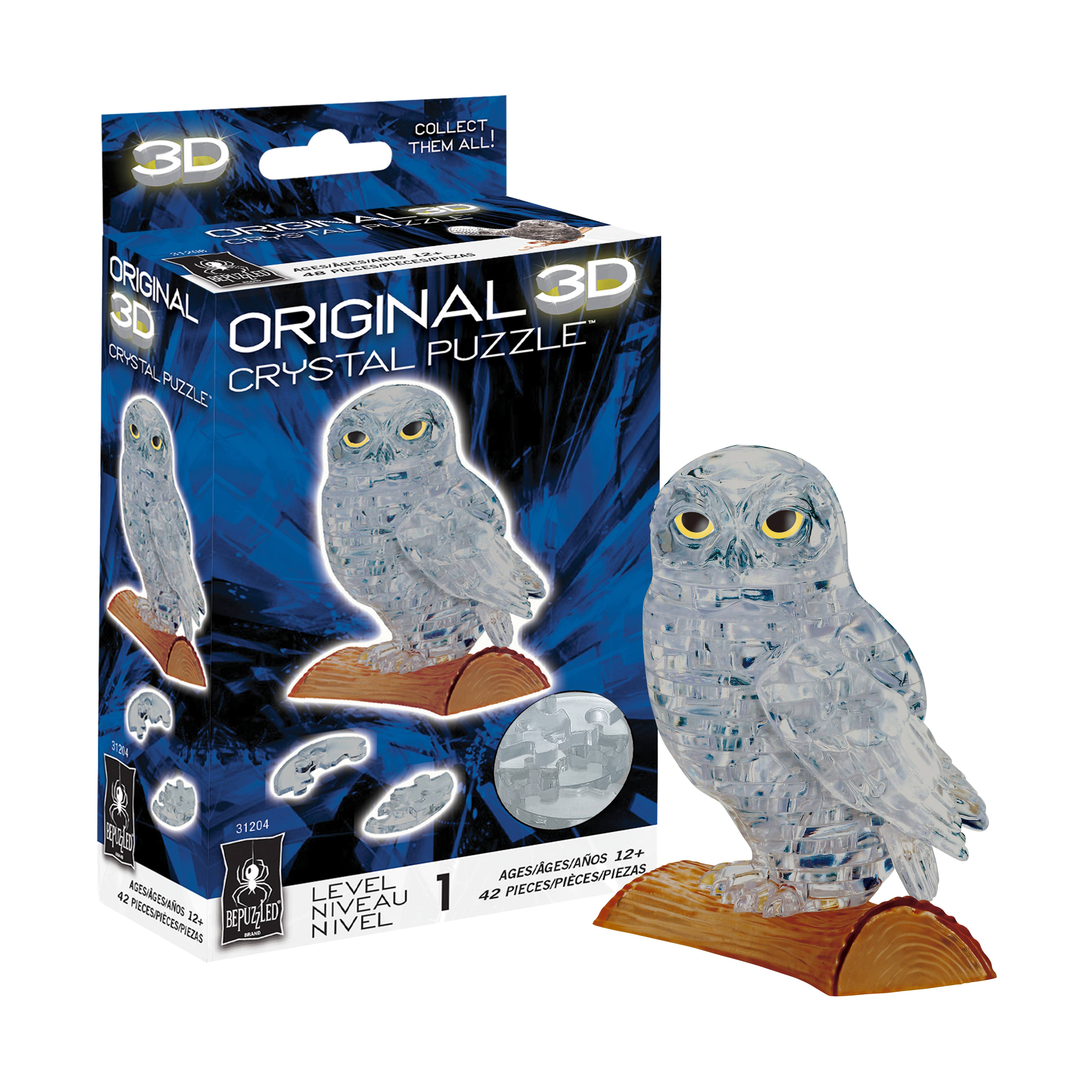 3D Crystal Puzzle - Owl (Grey): 42 Pcs