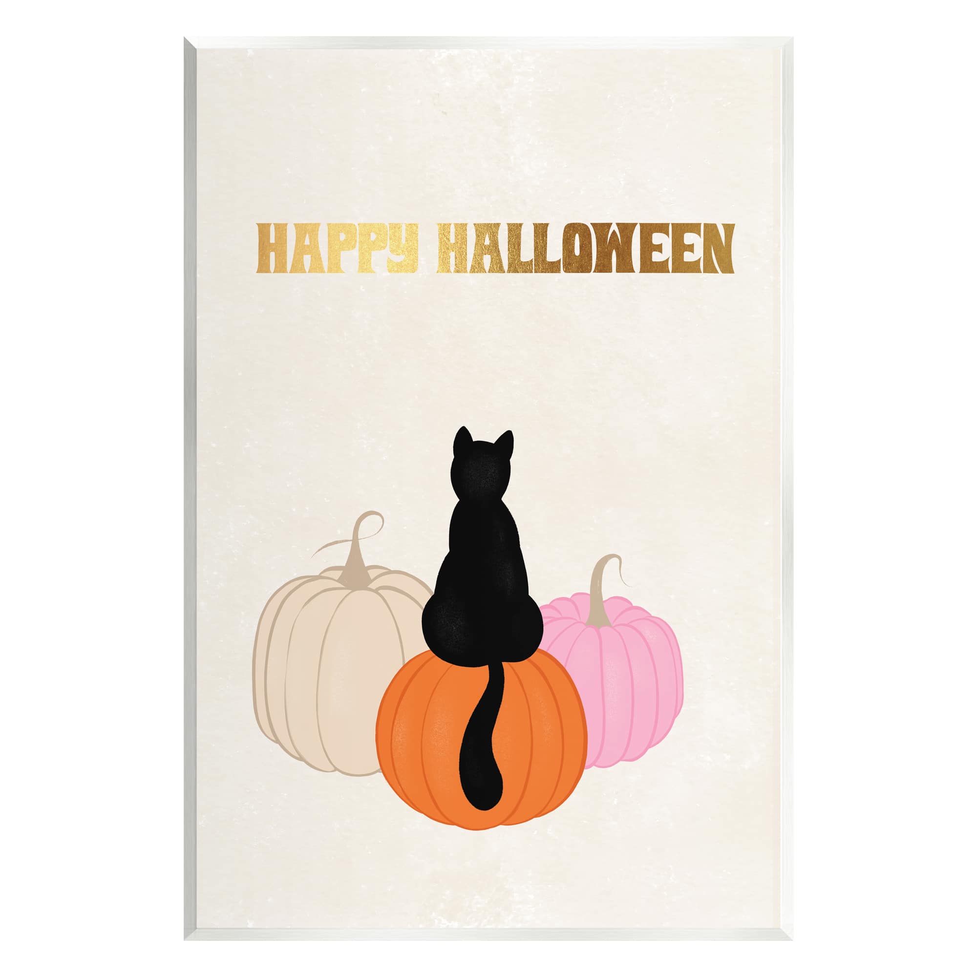 Stupell Industries Happy Halloween Black Cat Pumpkins Wall Plaque Art