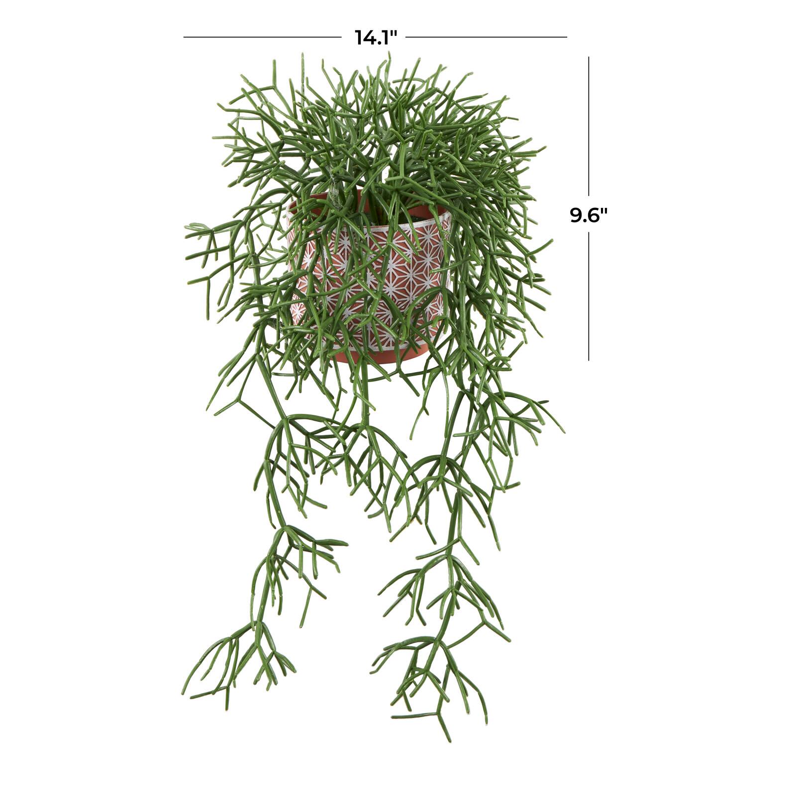 14&#x22; Faux Cascading Artificial Plant with Geometric Terracotta Pot