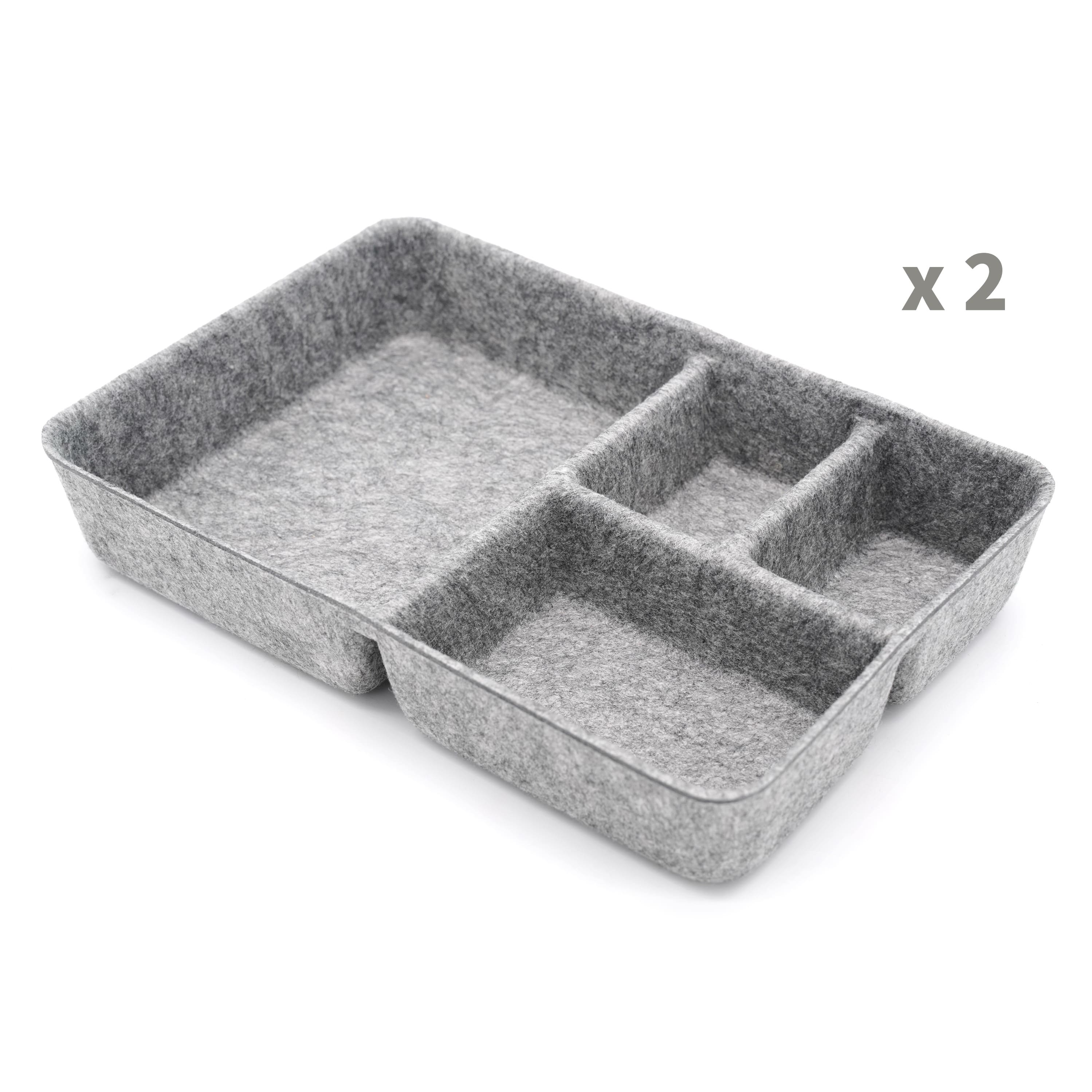 Welaxy 2 Piece Felt 4 Compartment Drawer Organizer Trays