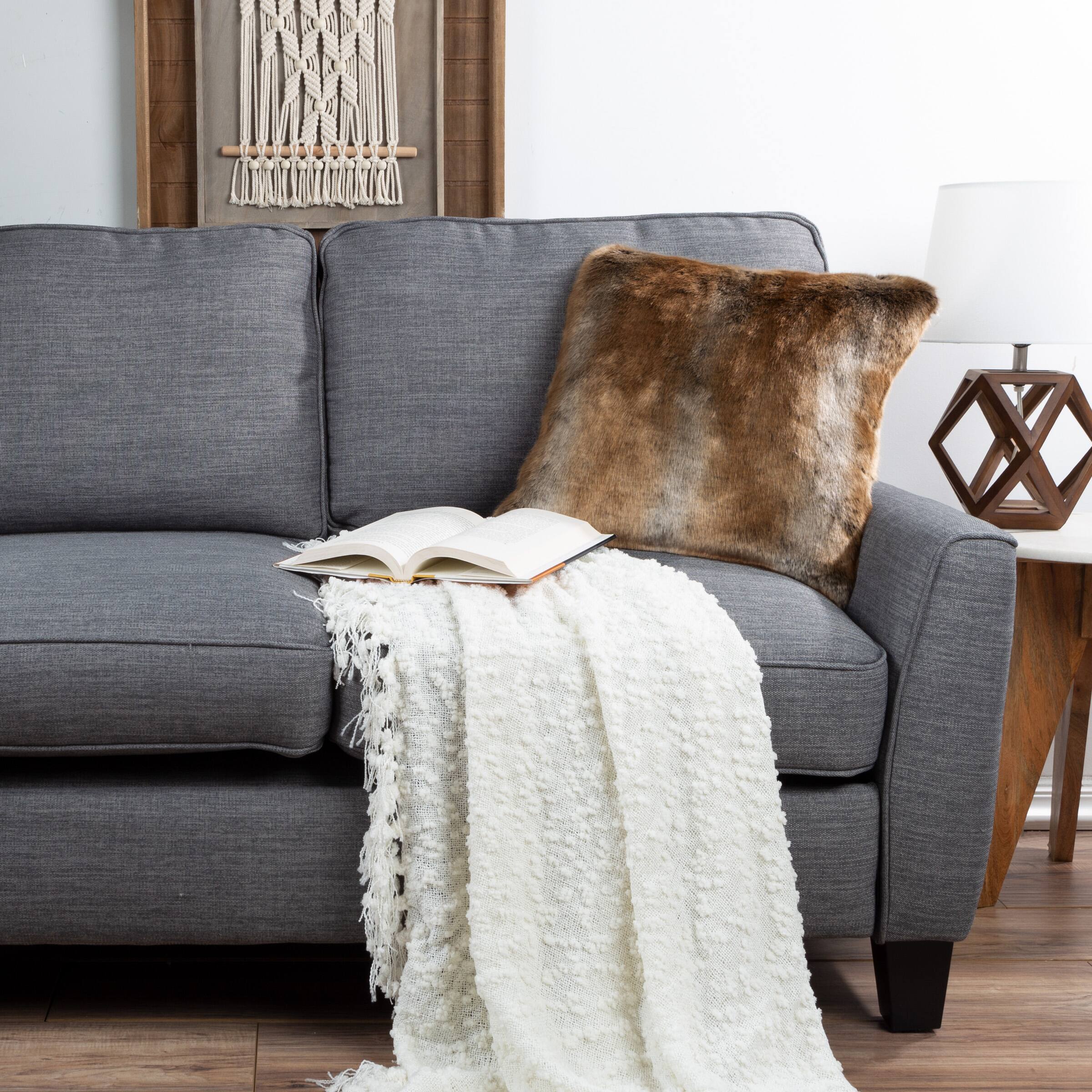 Hastings Home Brown Faux Mink Fur Pillow