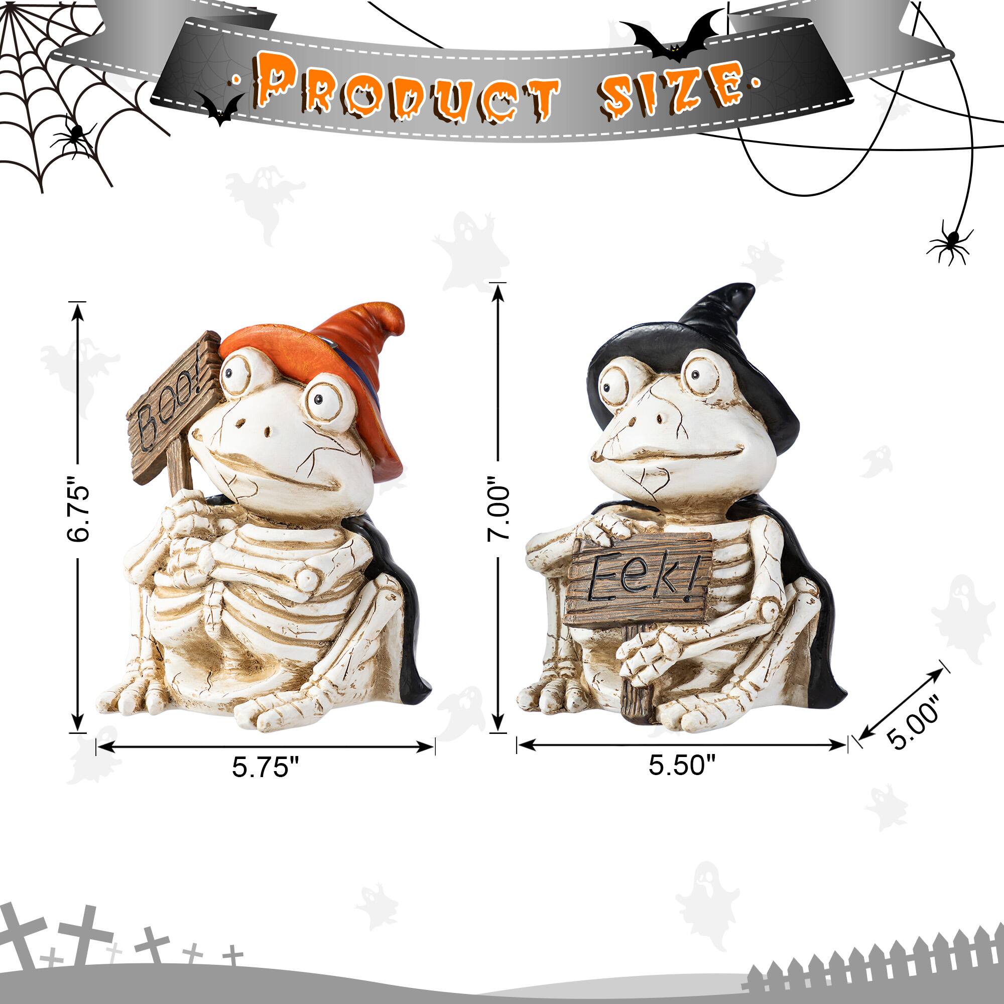 Glitzhome&#xAE; 7&#x22;H Halloween Resin Skeleton Frogs Table Decor Set