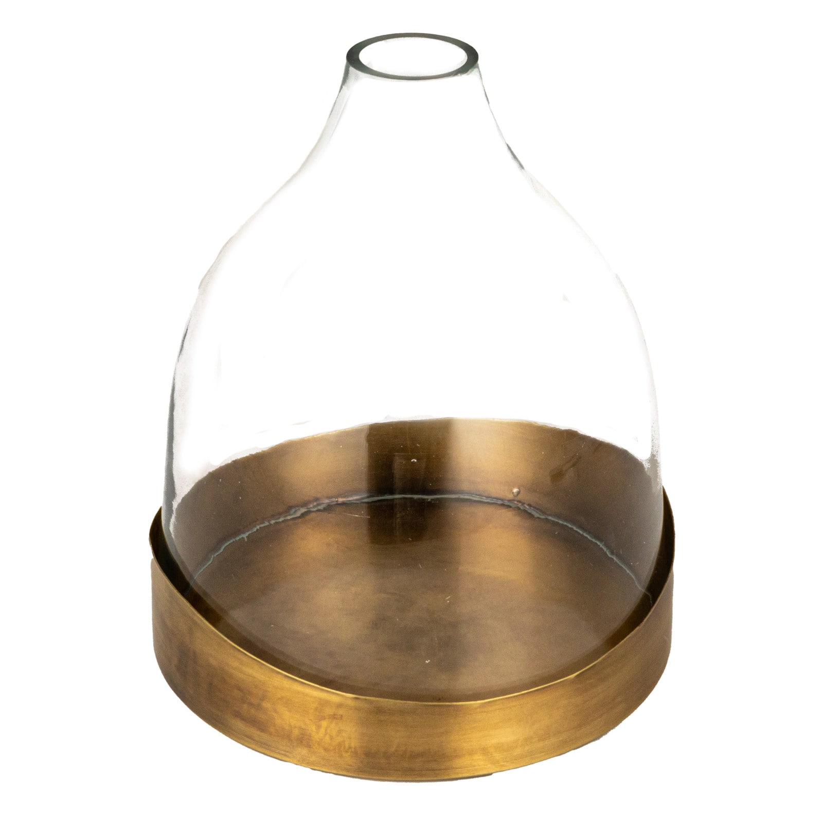 Hello Honey&#xAE; 10&#x22; Clear &#x26; Antique Sophisticated Glass Cloche with Metal Tray