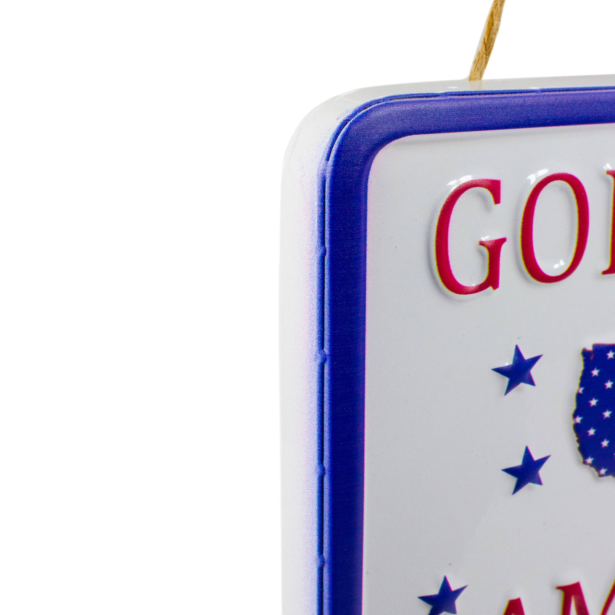 8.75" Metal Patriotic GOD BLESS AMERICA Sign Wall Décor