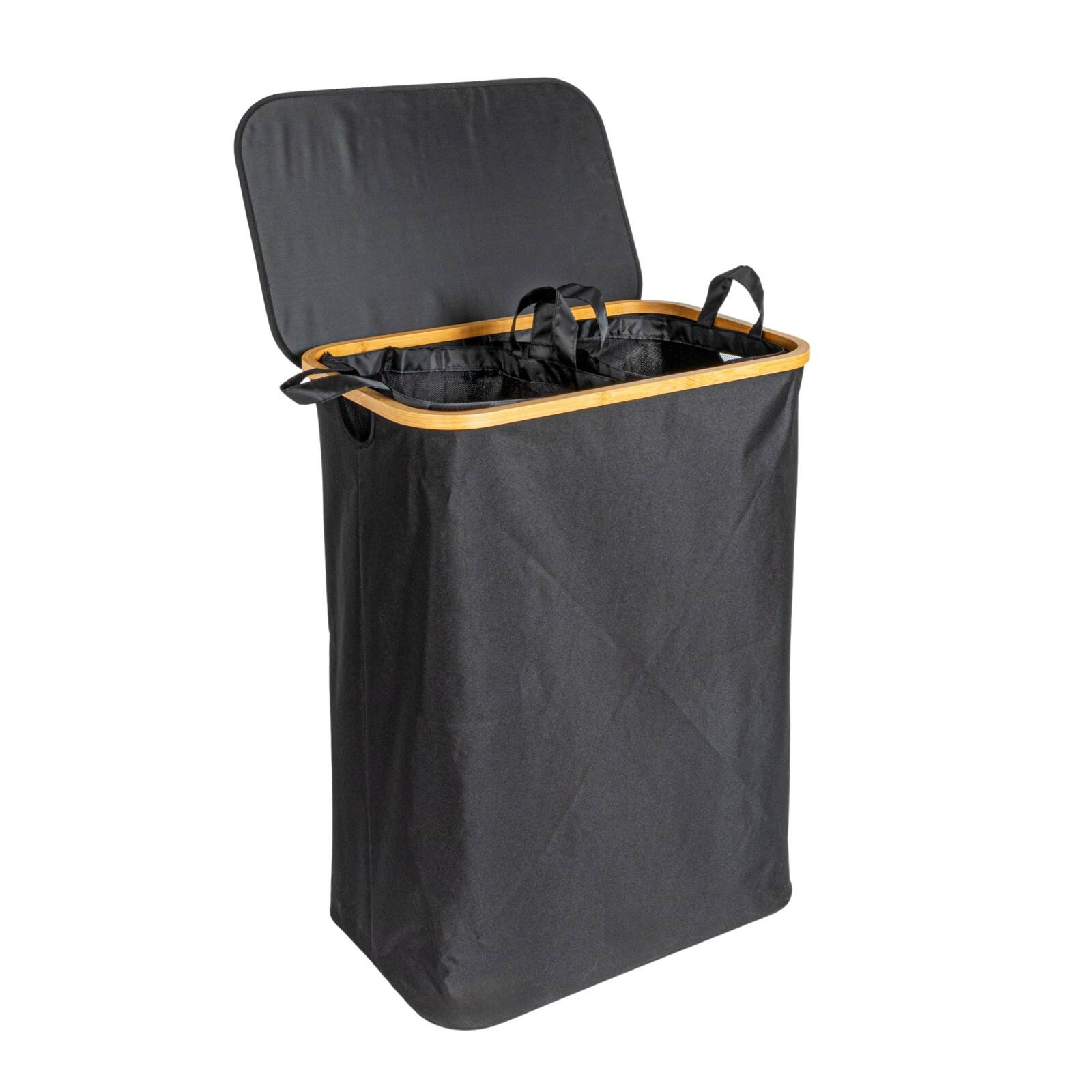 Household Essentials 29&#x22; Black Sleek Laundry Hamper with Dual Mesh Liners &#x26; Lid