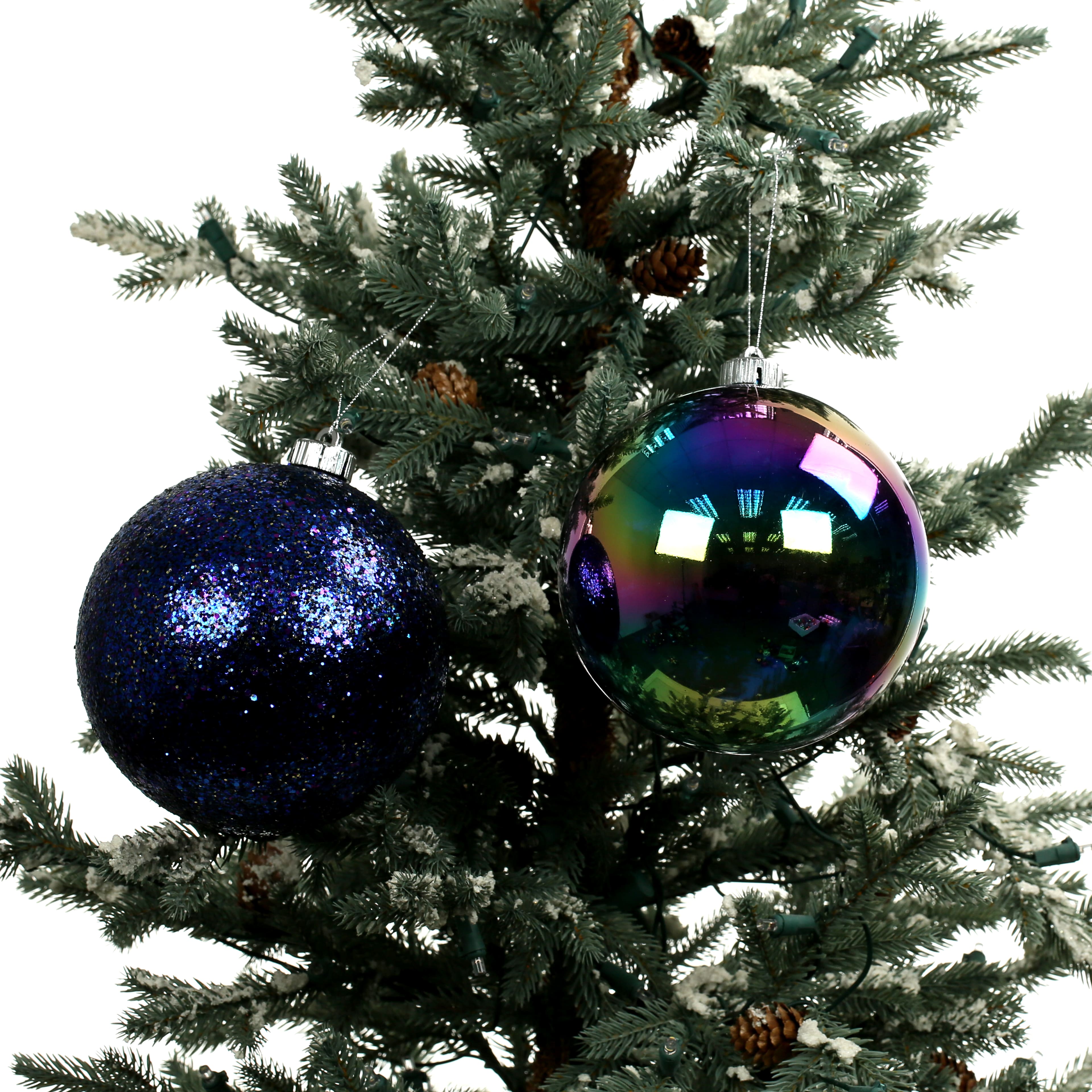 6&#x22; Shiny Multicolor &#x26; Purple Glitter Plastic Ball Ornament Set by Ashland&#xAE;