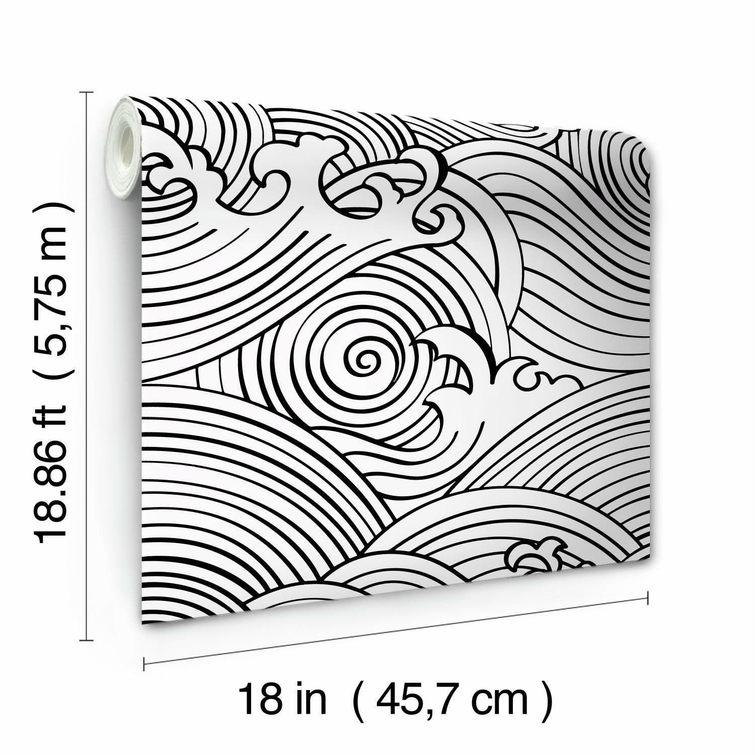 RoomMates Asian Waves Peel & Stick Wallpaper