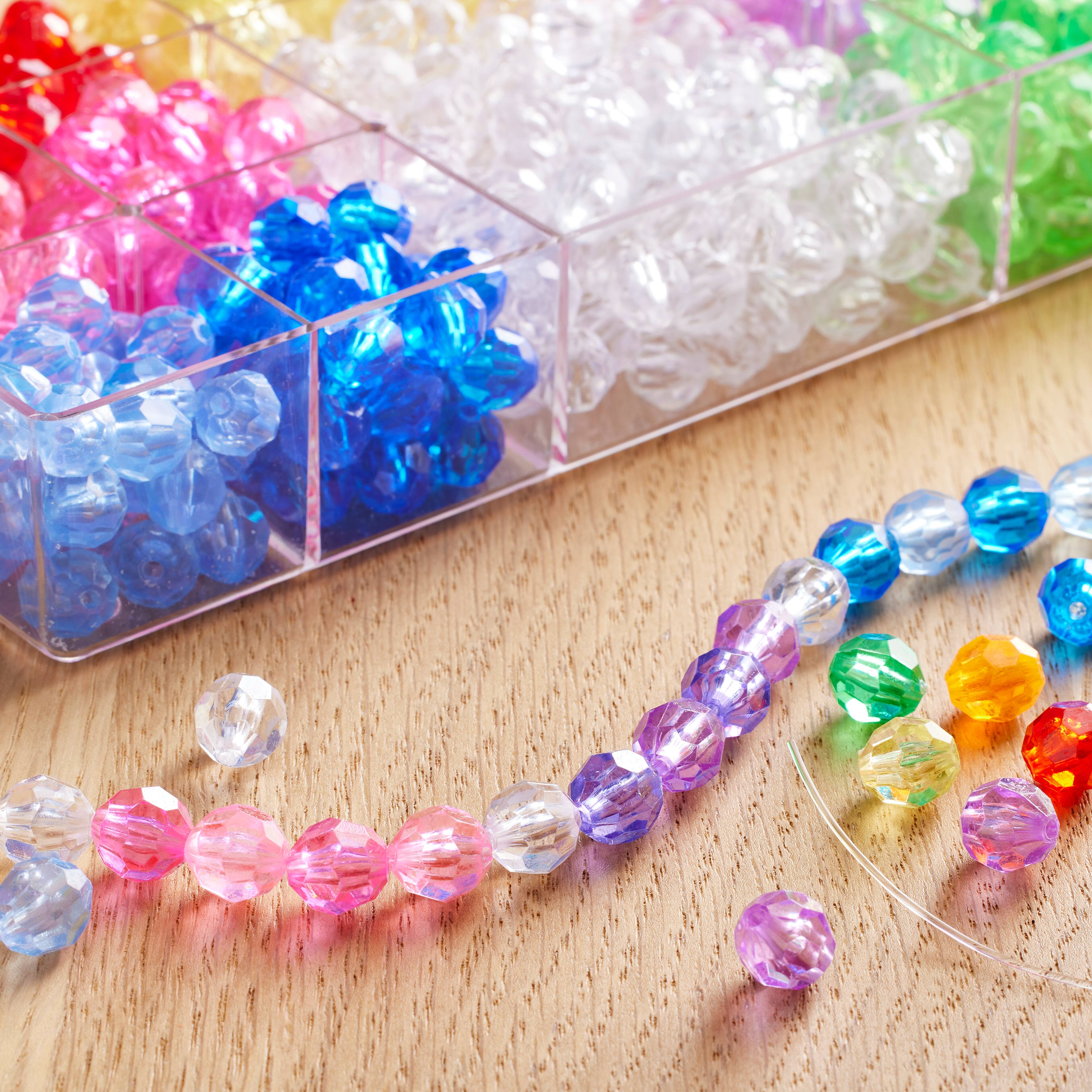 9 Packs: 610 ct. (5,490 total) Multicolor Faceted Plastic Beads by Creatology&#x2122;, 9mm x 9.5mm