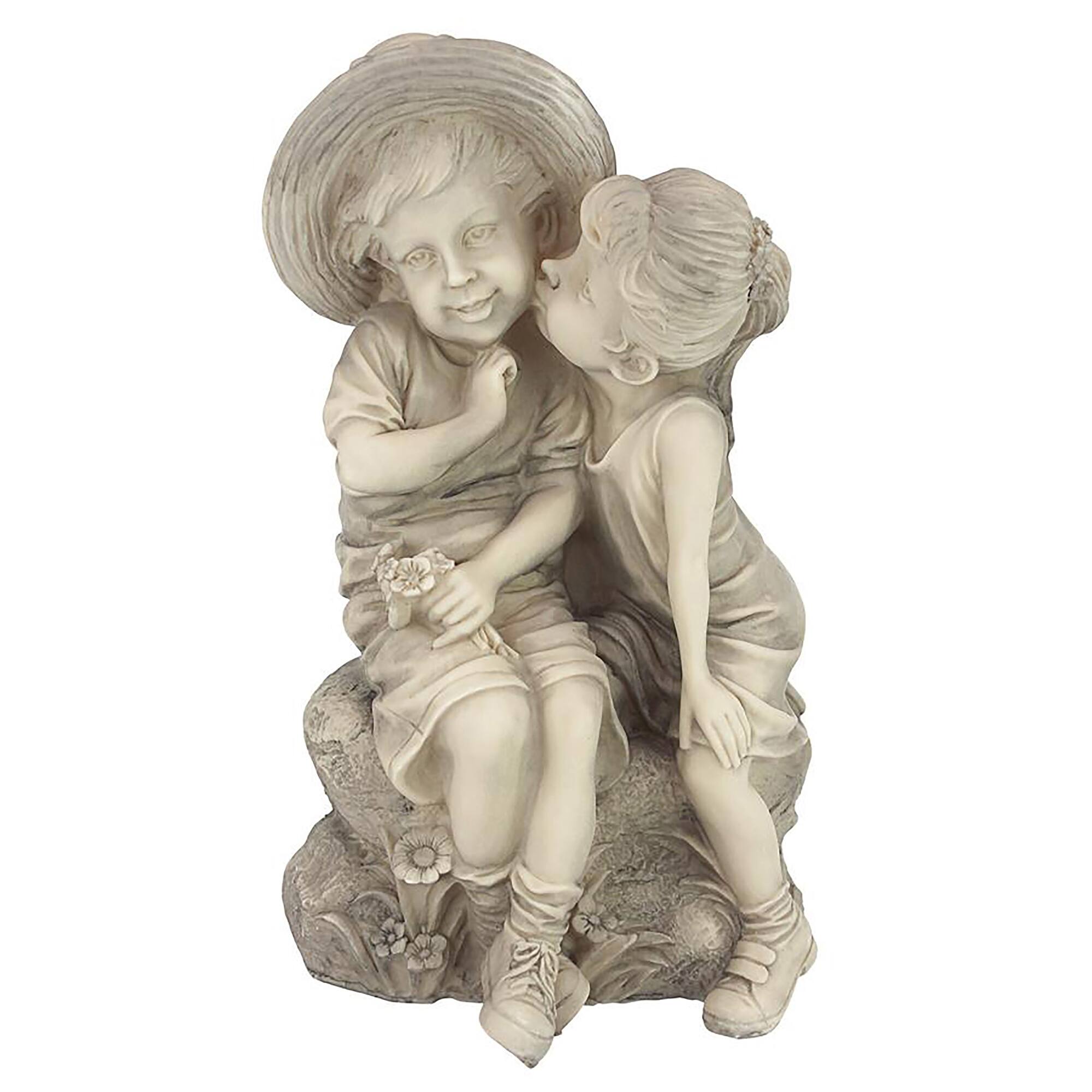 Design Toscano 14&#x22; Kissing Boy &#x26; Girl Statue
