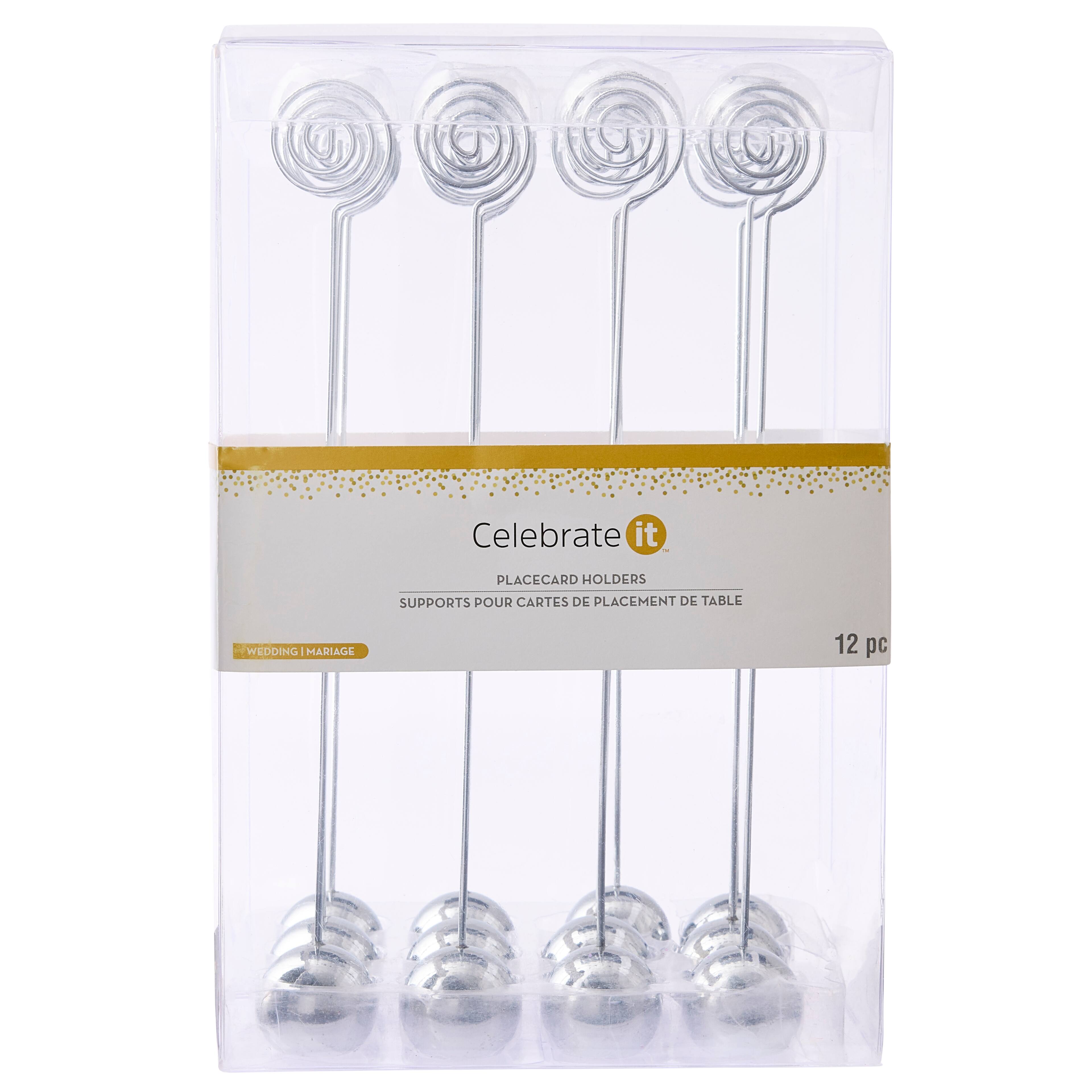 6 Packs: 12 ct. (72 total) Silver Ball Place Card Stands by Celebrate It&#x2122; Occasions&#x2122;