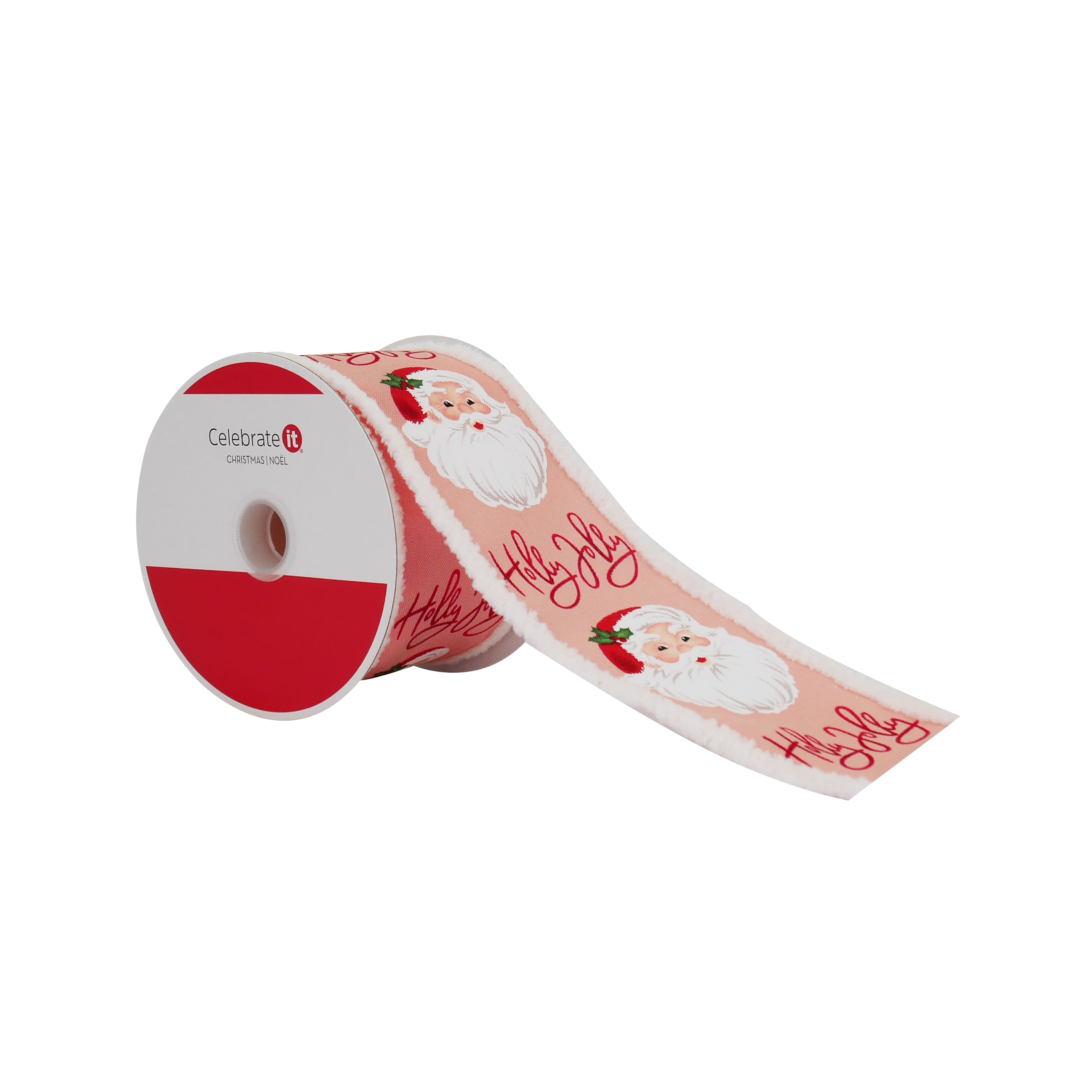 2.5&#x22; x 15ft. Holly Jolly Santa Wired Taffeta Ribbon by Celebrate It&#xAE;