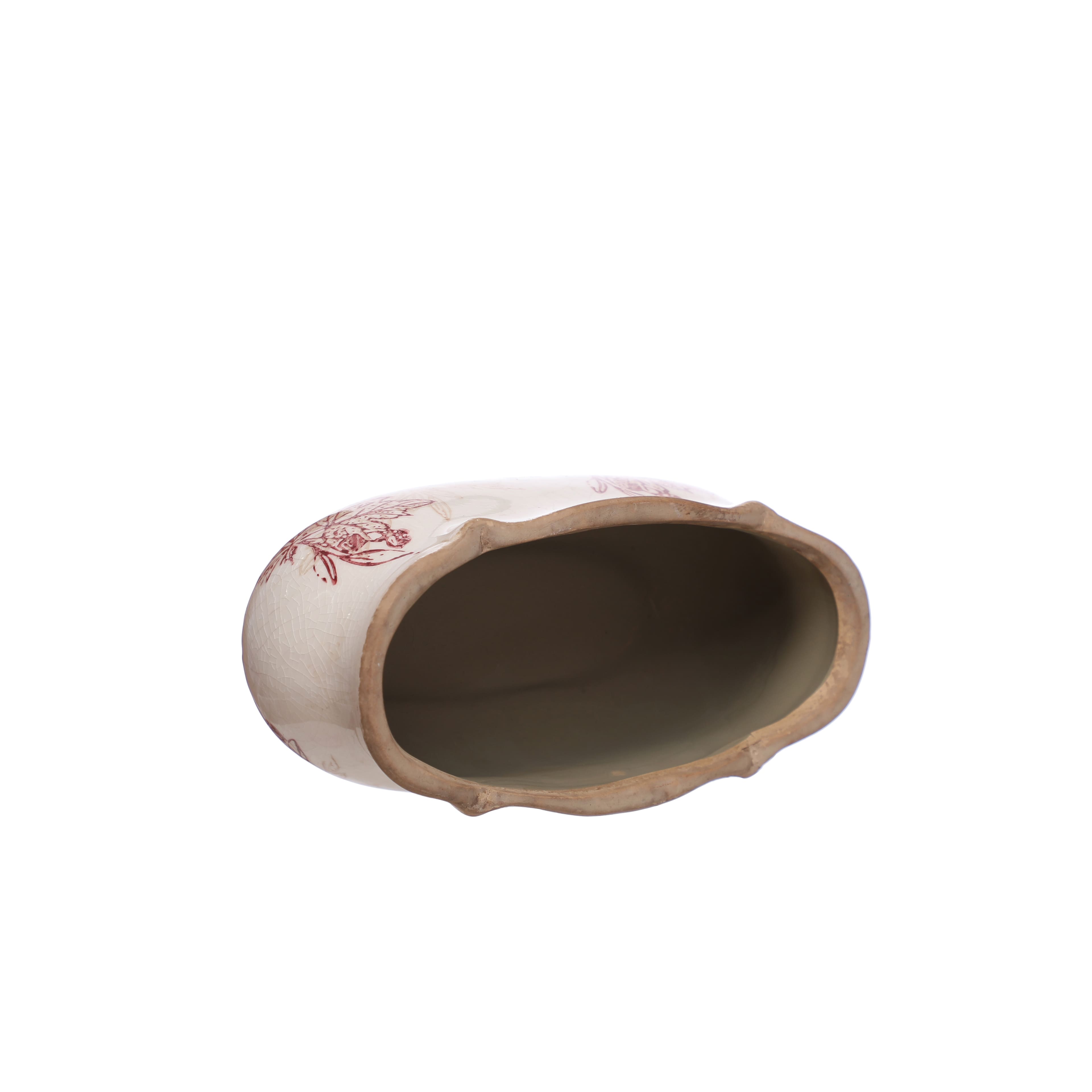 7.25&#x22; Burgundy &#x26; Cream Floral Cracked Ceramic Planter by Ashland&#xAE;