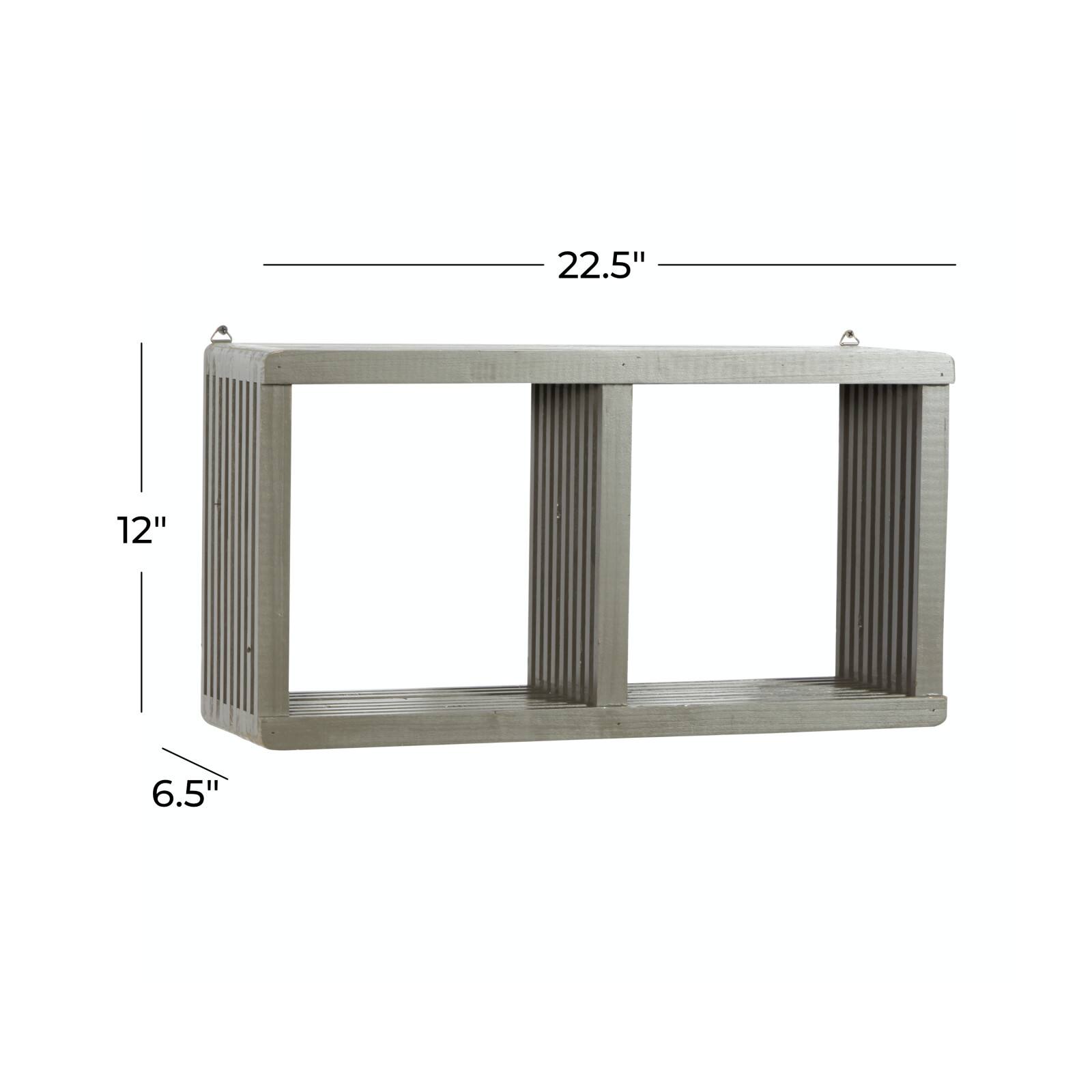 Gray Wood Contemporary Wall Shelf, 12&#x22; x 23&#x22; x 7&#x22;