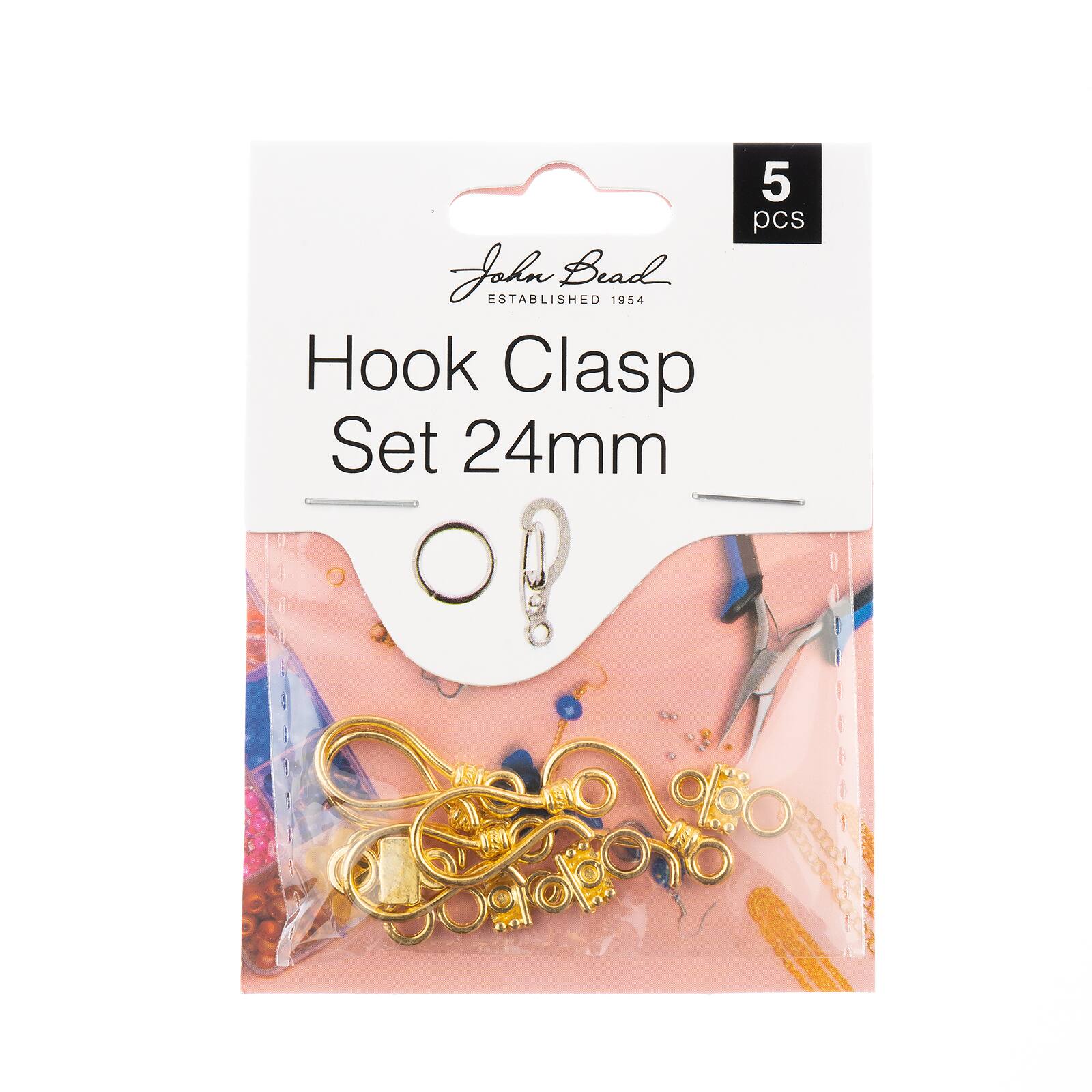 John Bead Must Have Findings 24mm Hook Clasp Set, 5ct.