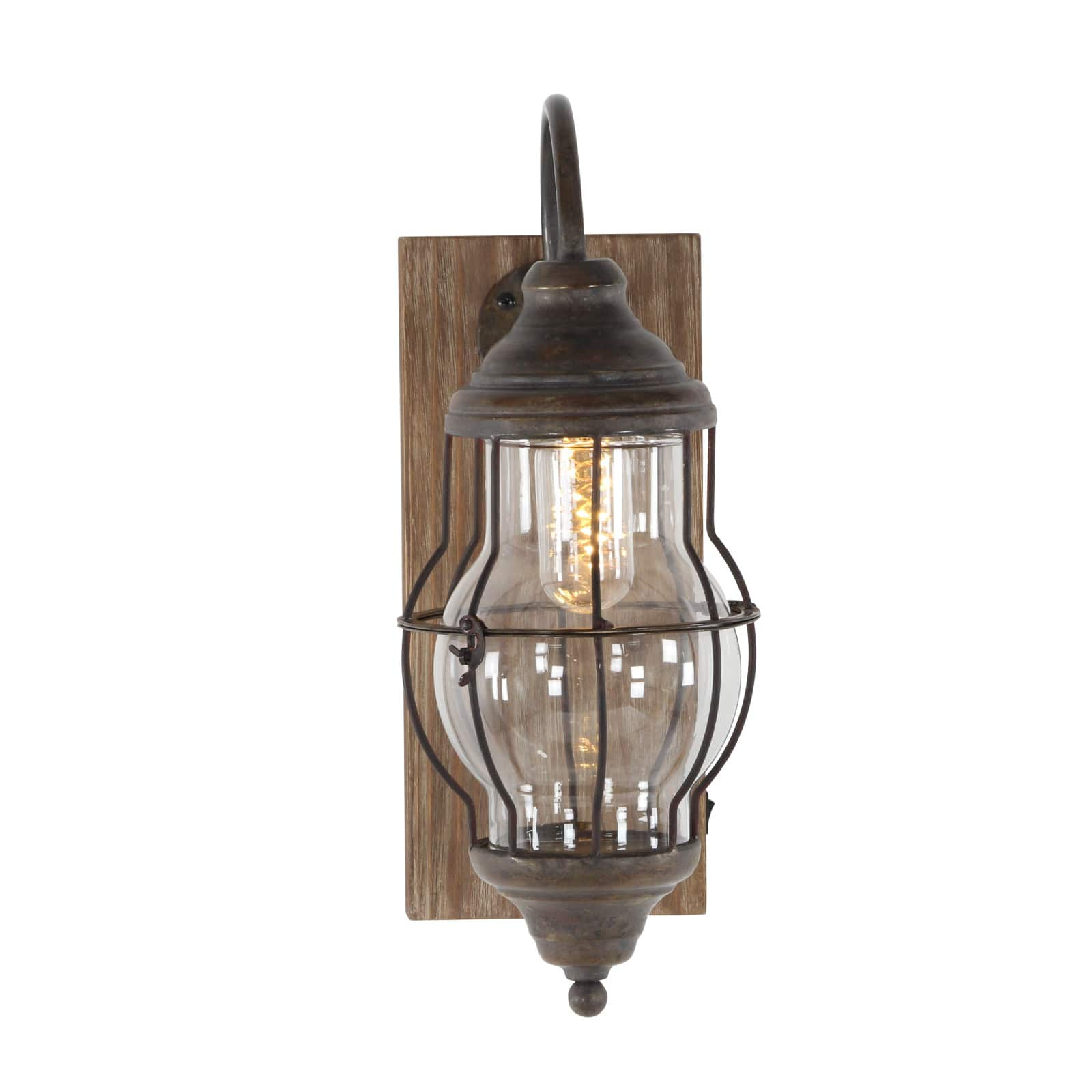 17&#x22; Brown Iron Industrial LED Wall Sconce