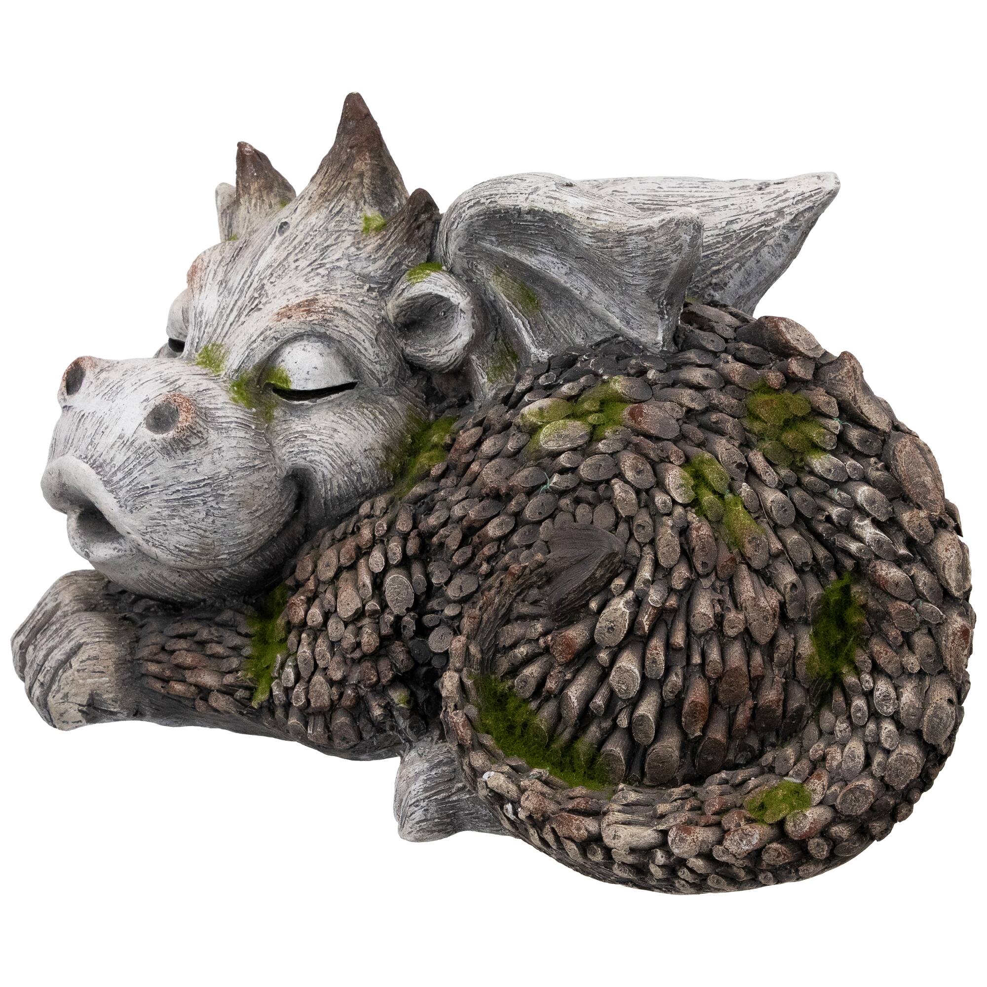 14.25" Sleeping Dragon Outdoor Garden Statue