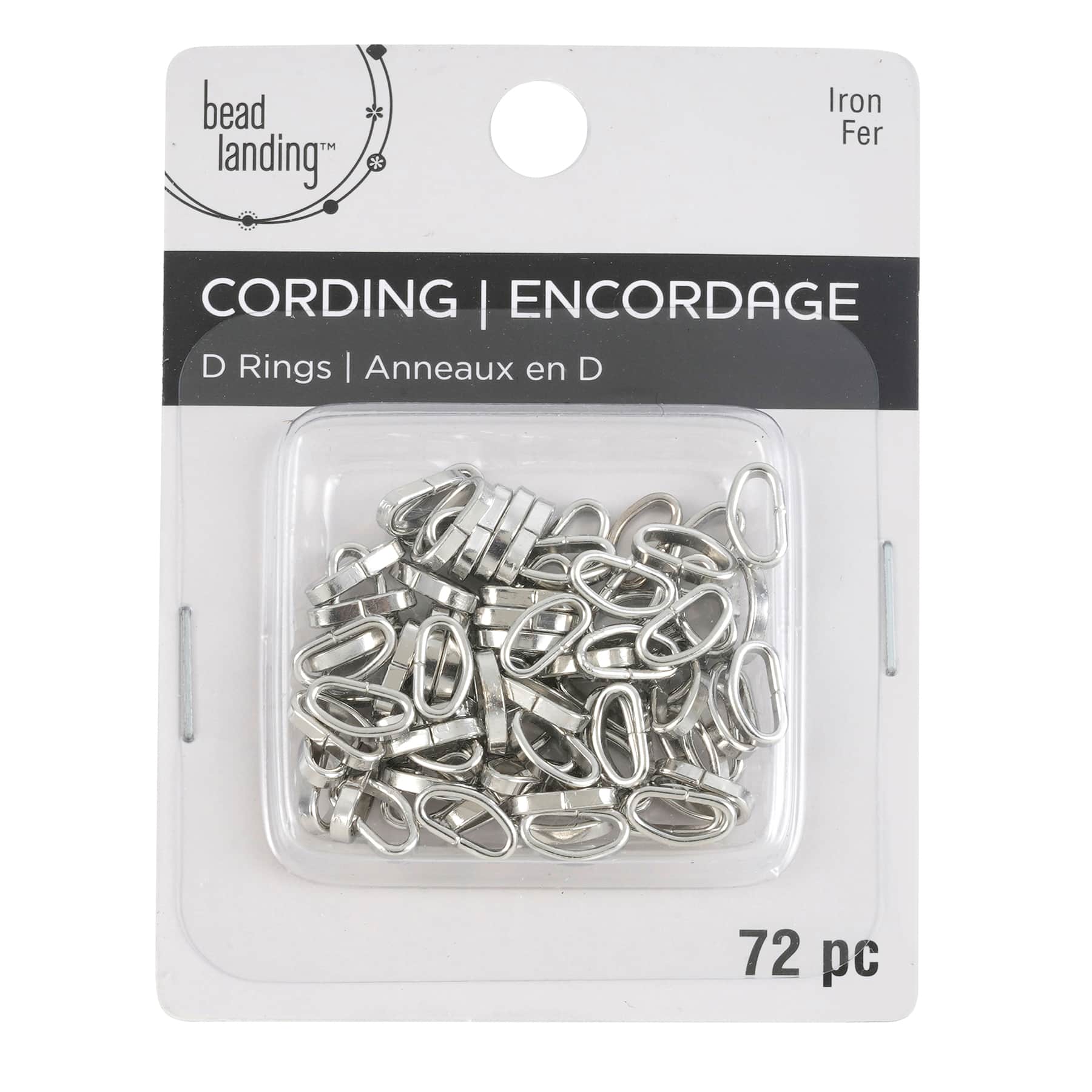 12 Packs: 72 ct. (864 total) 10mm Rhodium Cording D-Rings by Bead Landing&#x2122;