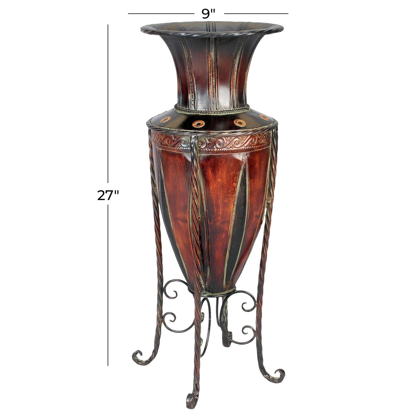 Brown Metal Rustic Vase, 27&#x22; x 9&#x22; x 9&#x22;