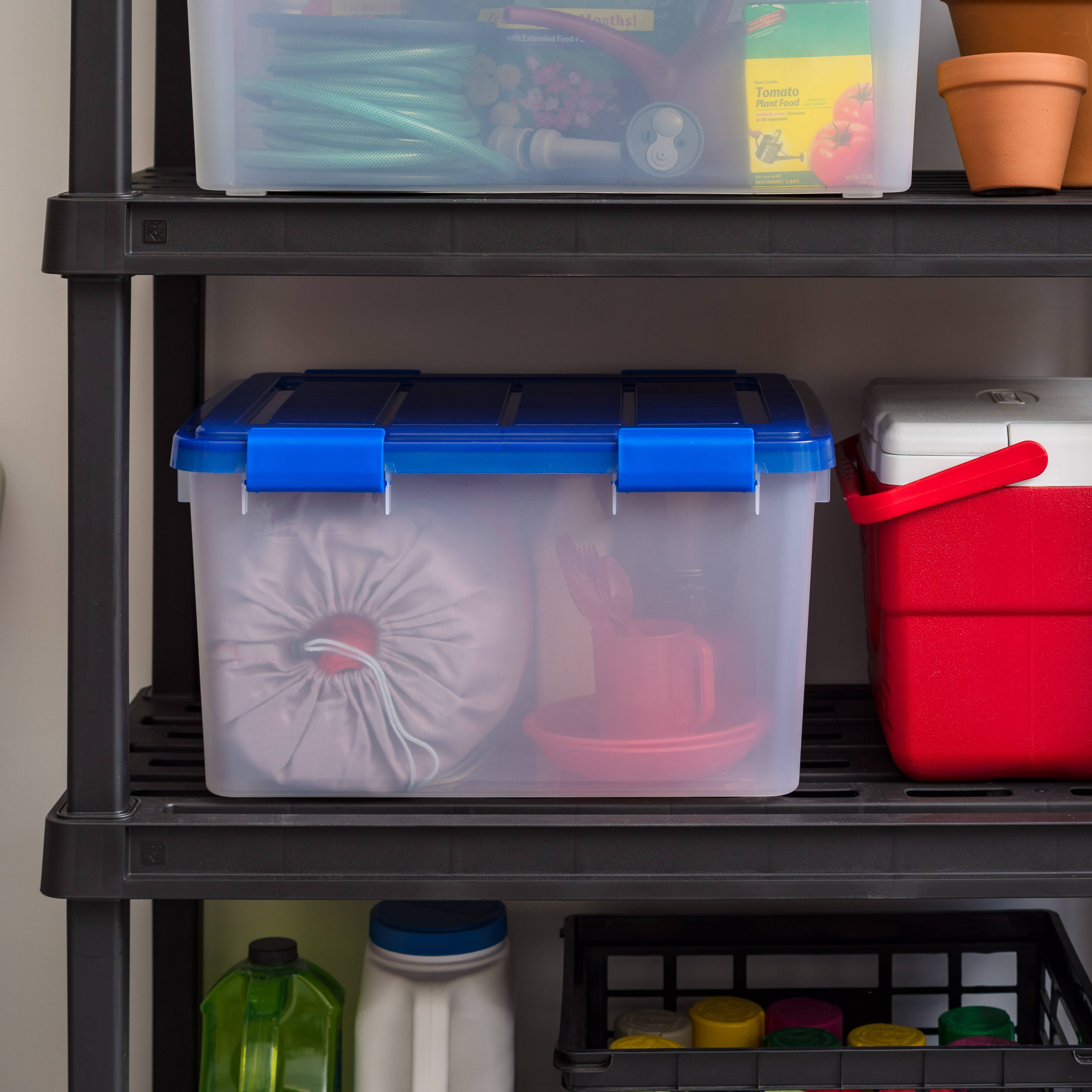 IRIS&#xAE; WeatherPro&#x2122; 44qt. Clear Heavy Duty Plastic Storage Bins with Blue Lids, 4ct.