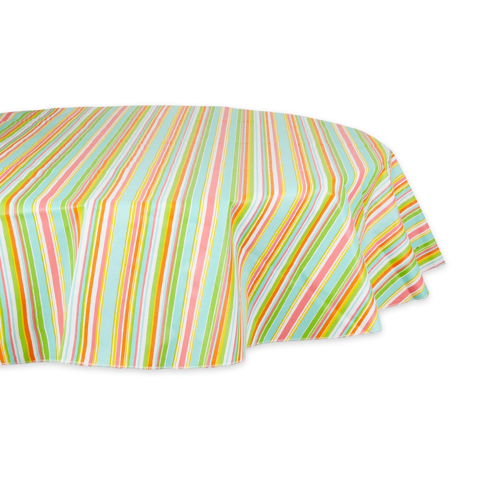Spring Stripe Vinyl Tablecloth 70&#x22; Round