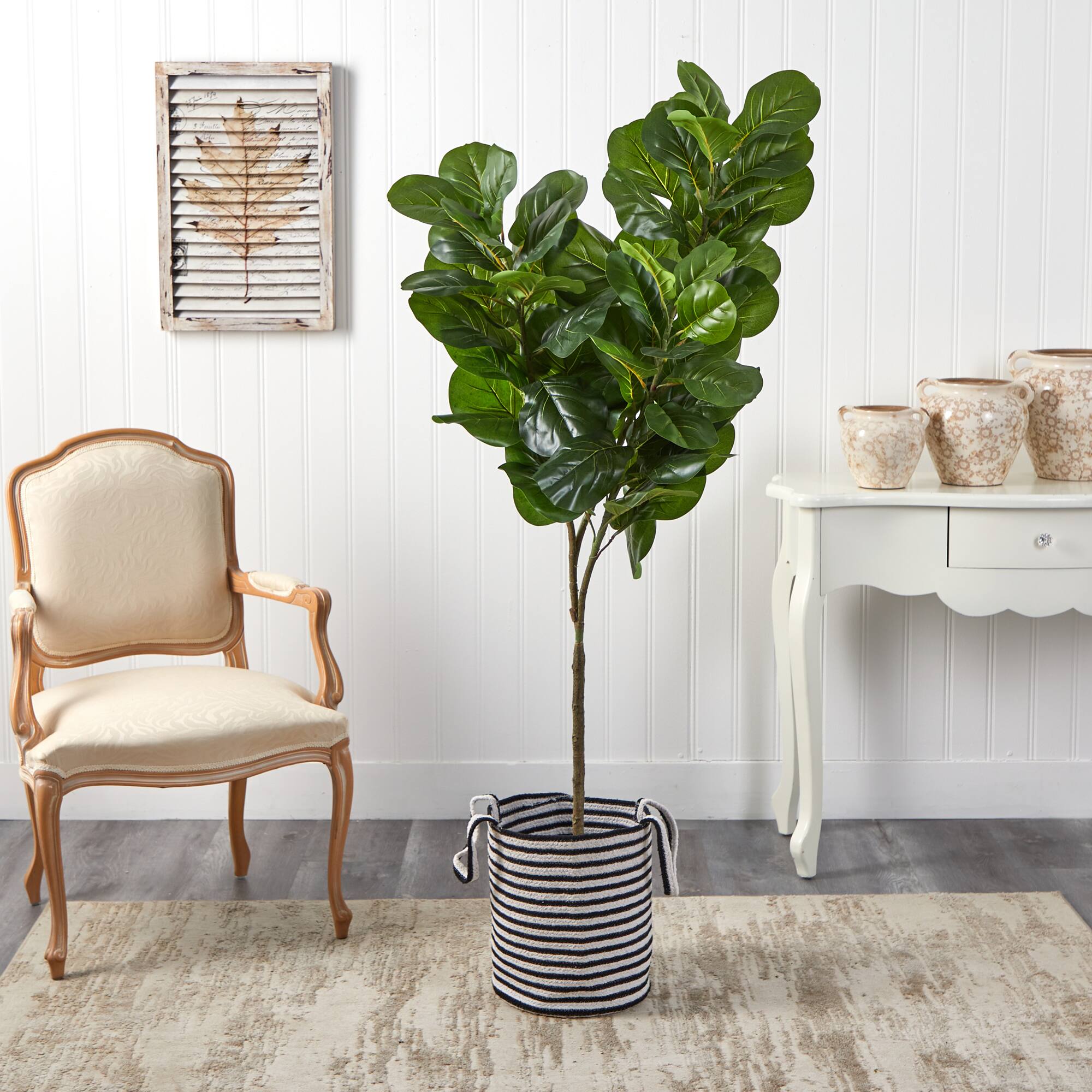 6ft. Fiddle Leaf Fig Artificial Tree in Handmade and Natural Jute and Cotton Planter