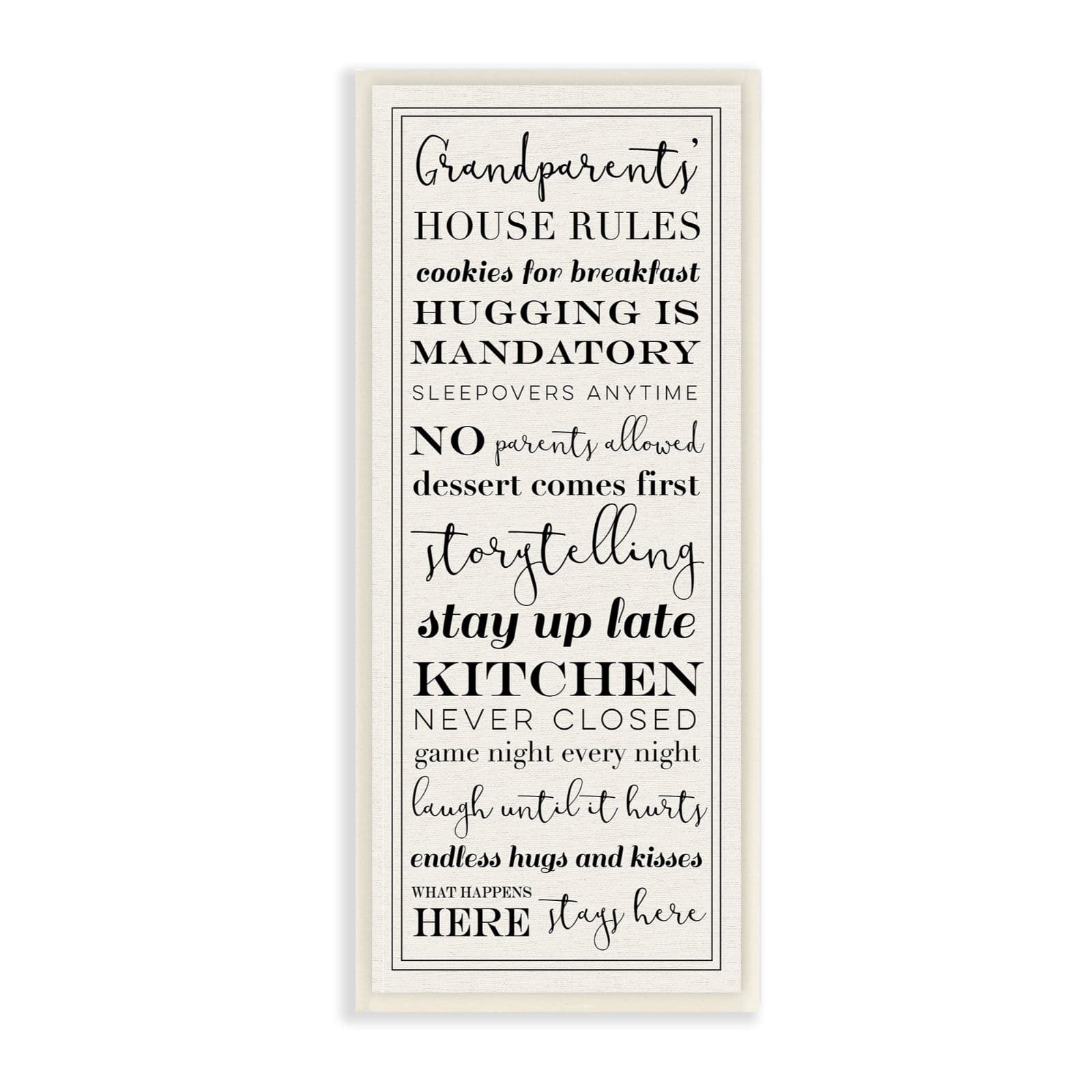 Grandparents House Rules Inspirational Wooden Decorative Wall Art Plaque 