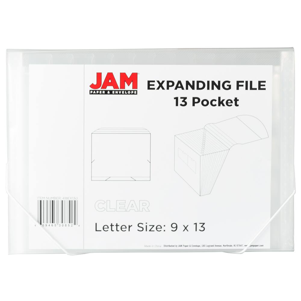 JAM Paper 9&#x22; x 13&#x22; Plastic Accordion Folder