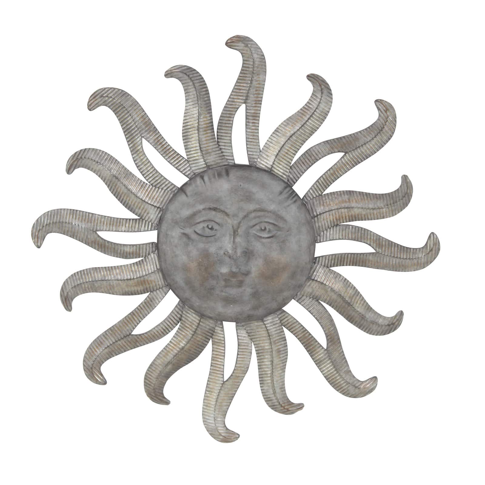 36" Gray Metal Sun Outdoor Wall Accent