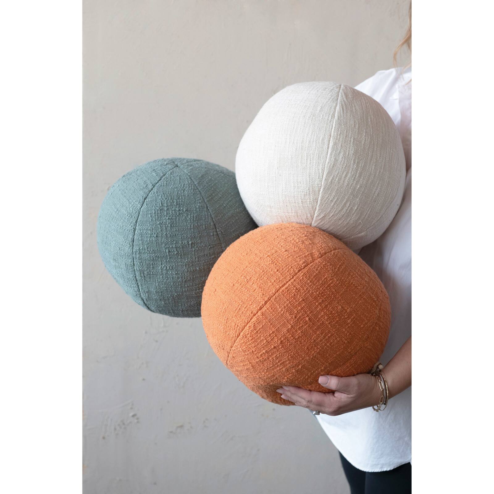 Hello Honey® Taupe Cotton Slub Orb Pillow