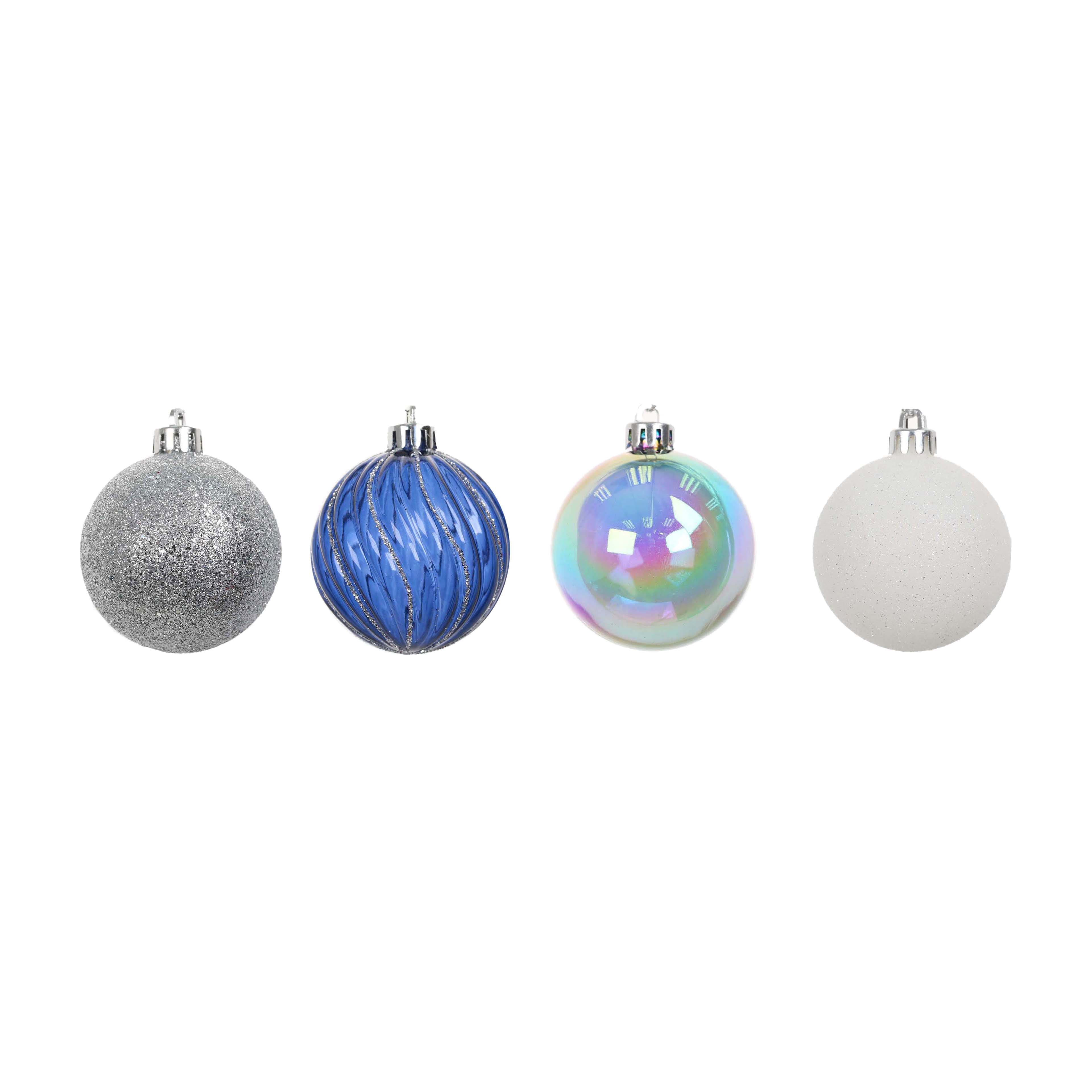 Assorted Blue, White &#x26; Silver Ball Plastic Ornament Tube by Ashland&#xAE;, 1pc.