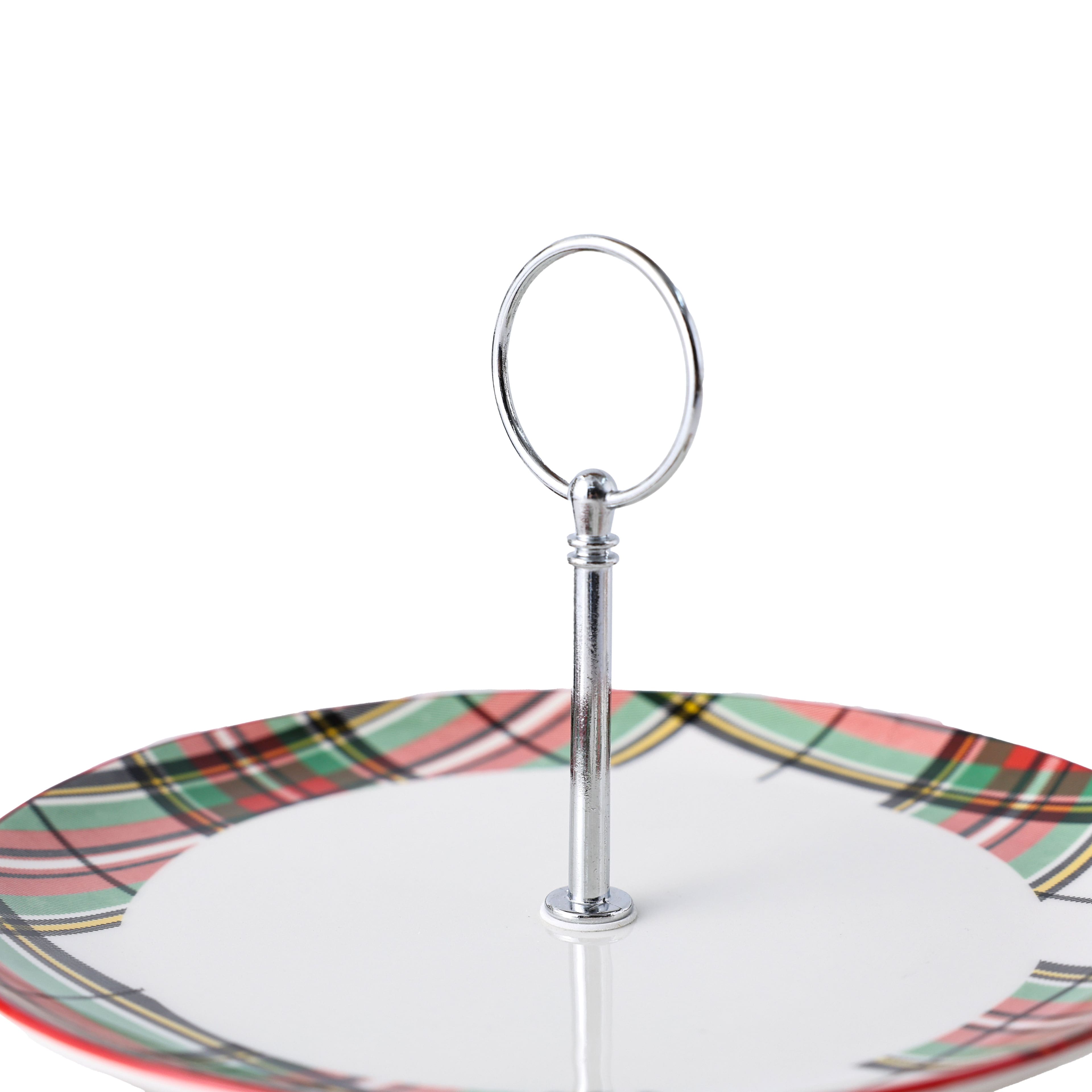 9.25&#x22; Christmas Plaid 2-Tier Ceramic Tray by Ashland&#xAE;
