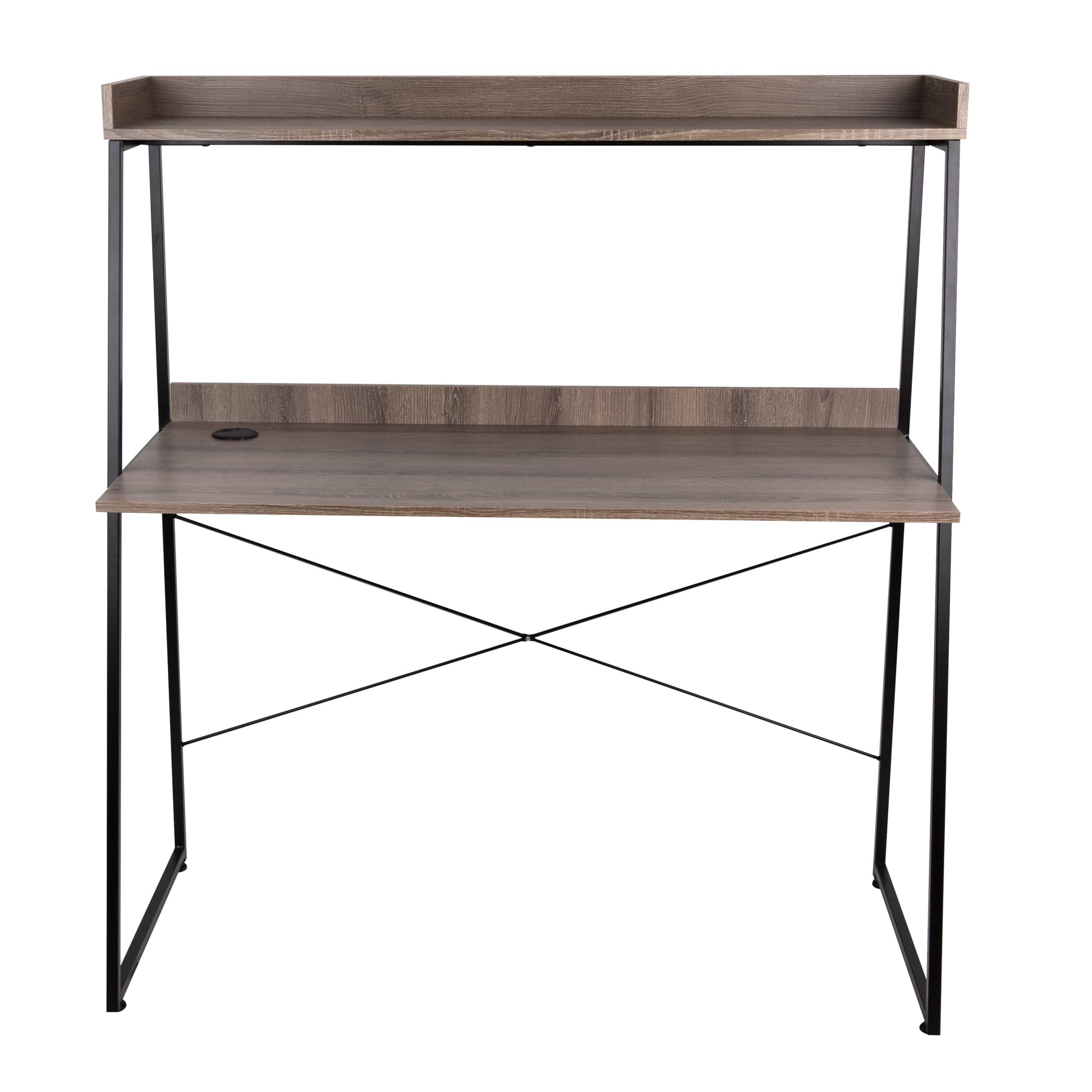 Mind Reader 47&#x22; Brown Desk with Top Shelf