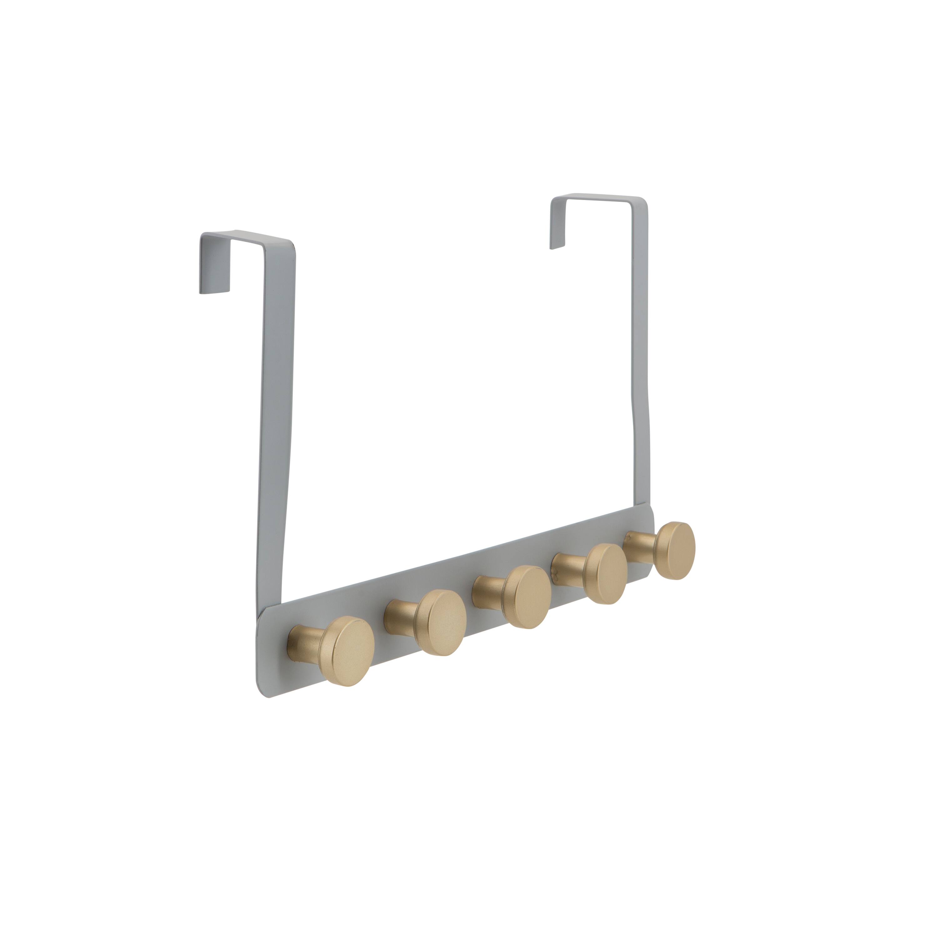 Elle D&#xE9;cor Gray 5 Hook Over the Door Hook
