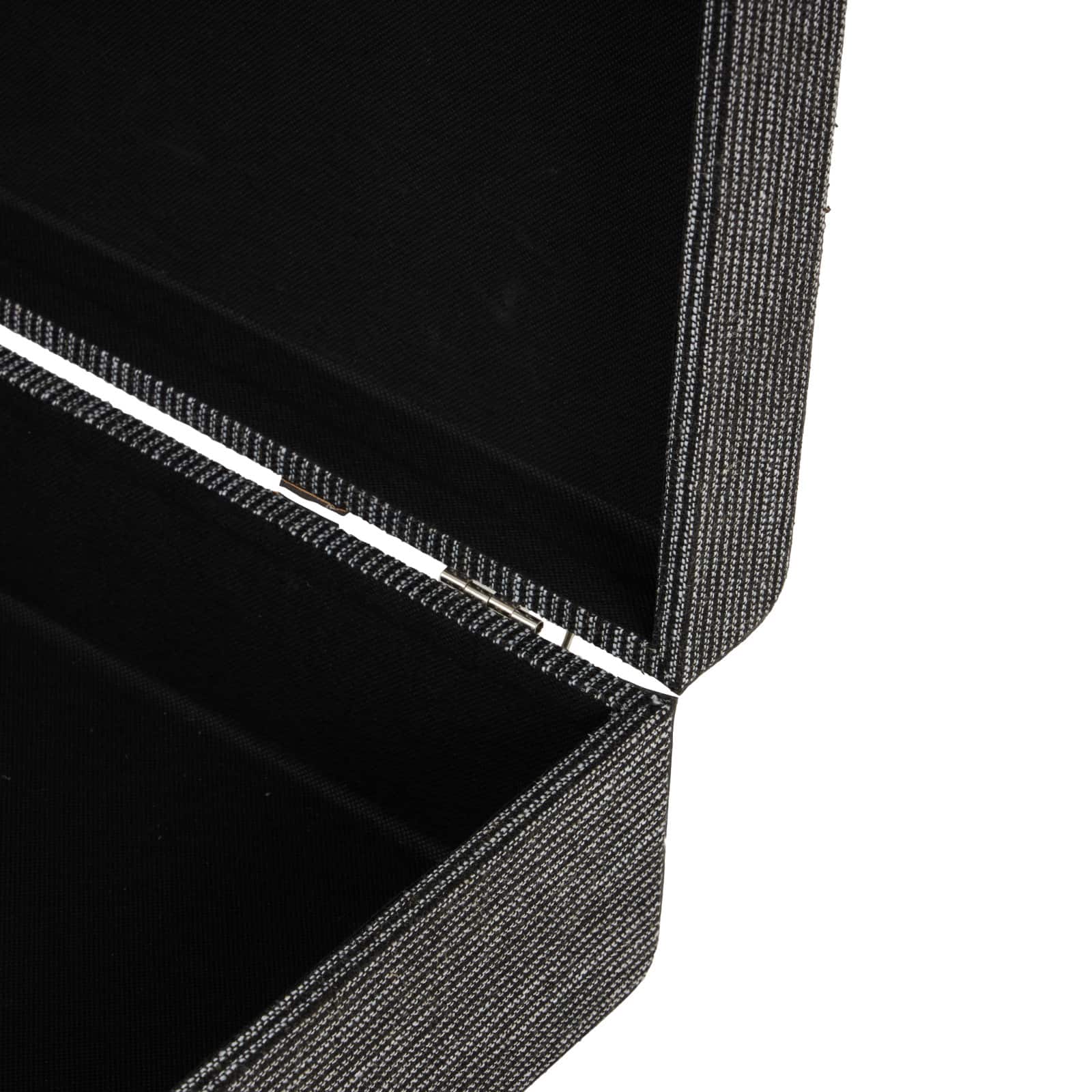 Black Fabric Woven Storage Decorative Trunk with Silver Latches &#x26; Buckles Set