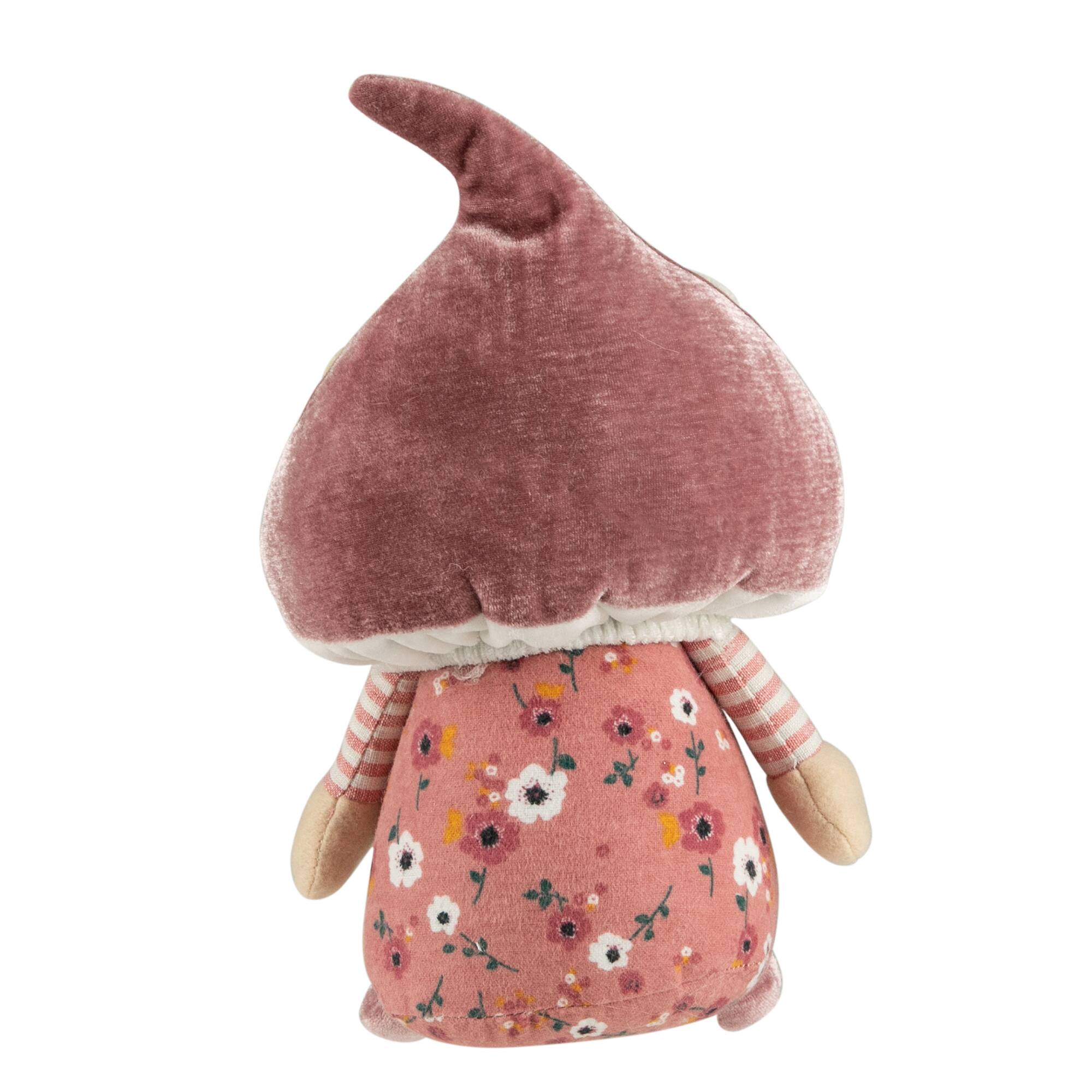 10.5&#x22; Pink Springtime Floral Mushroom Gnome